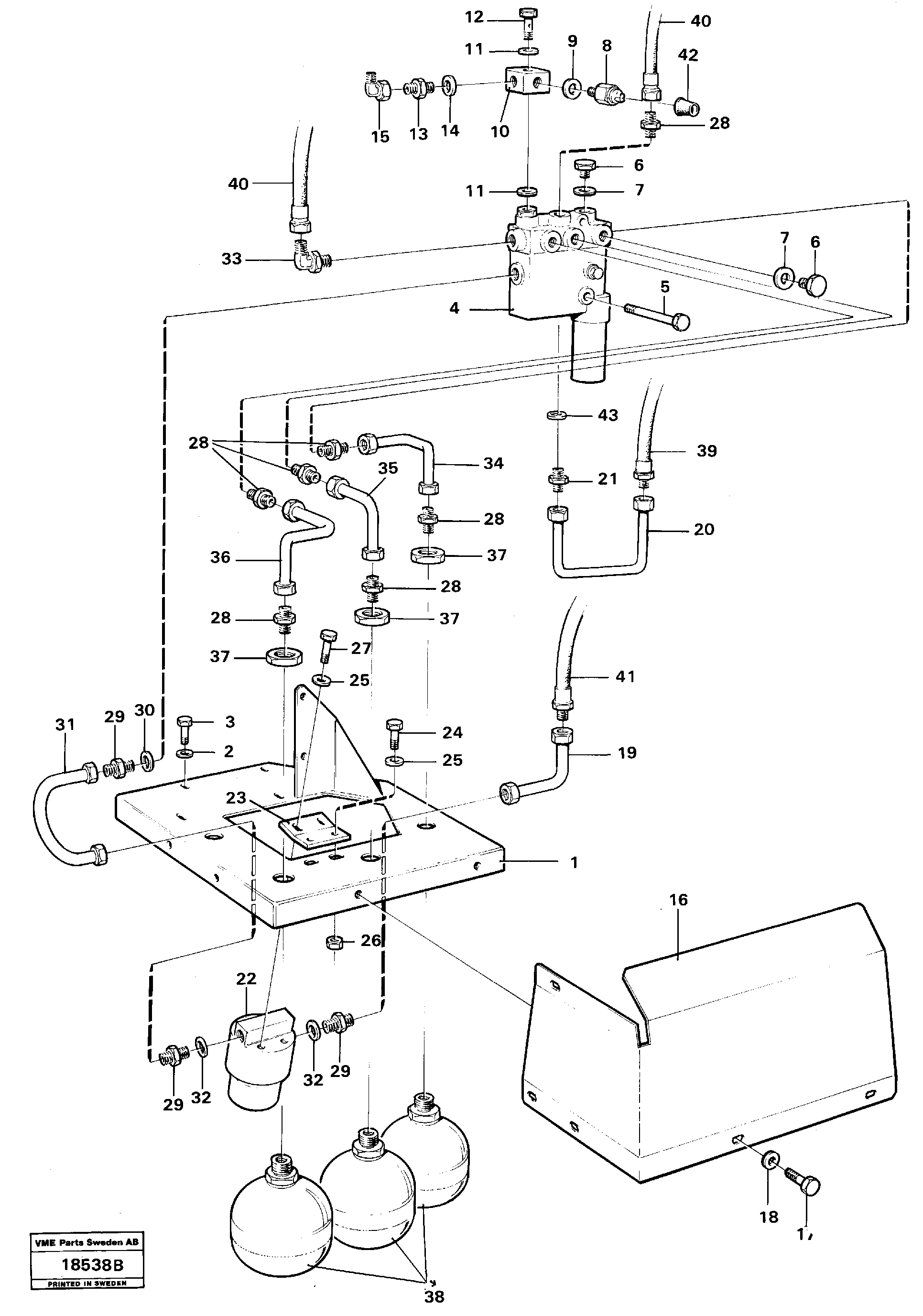 Схема запчастей Volvo L90 - 2765 Relief valve with fitting parts L90 L90