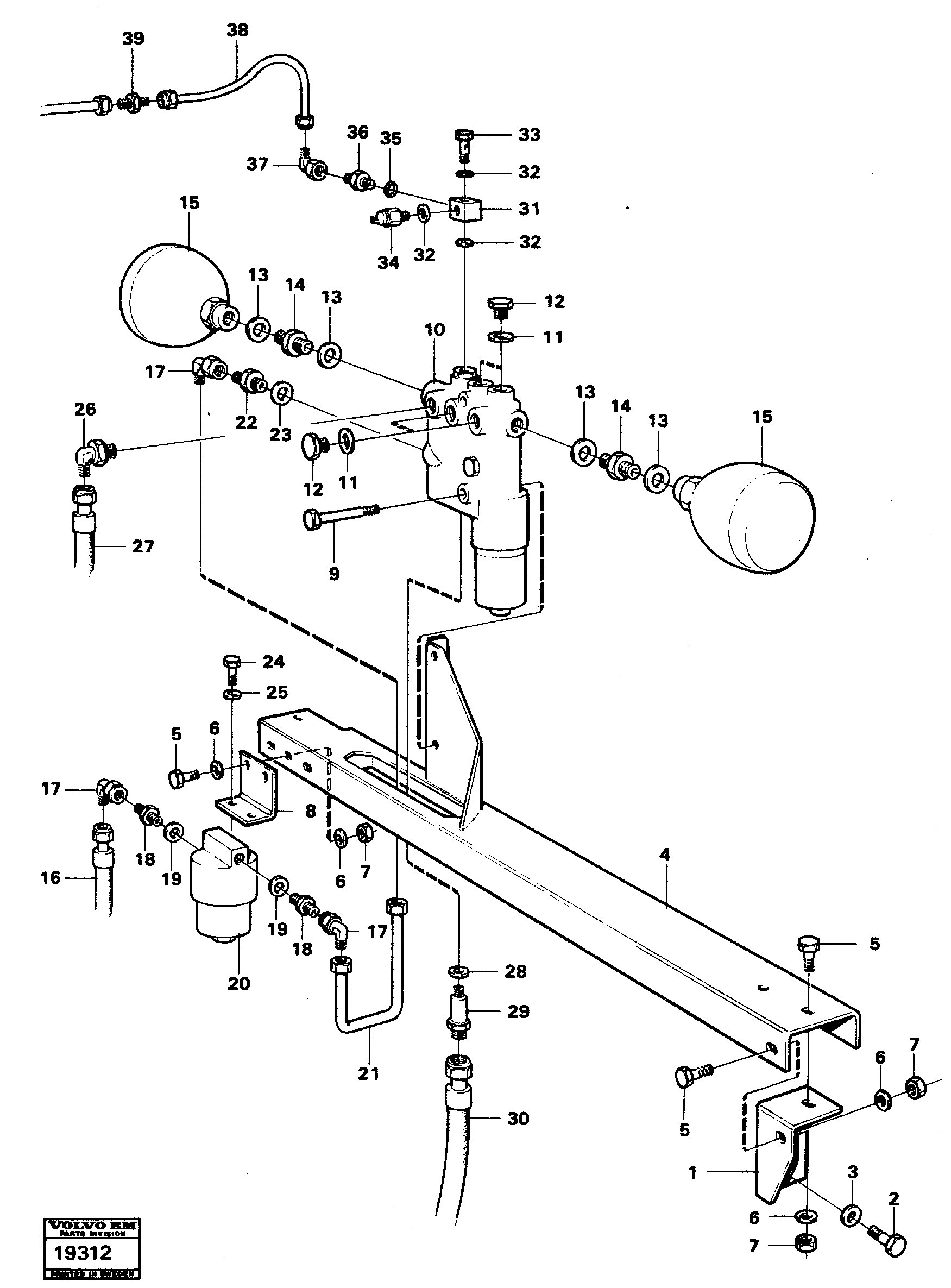 Схема запчастей Volvo L90 - 2767 Relief valve with fitting parts L90 L90