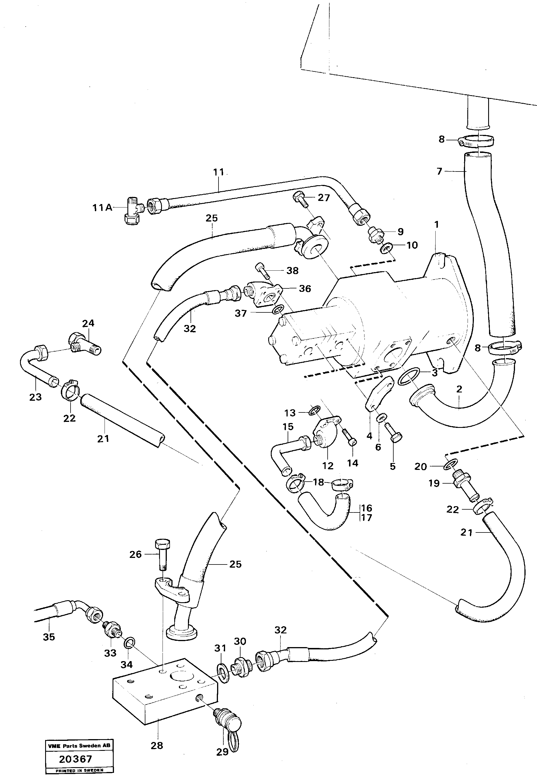 Схема запчастей Volvo L90 - 100343 Hydraulic pump, mounting 2 - circuit hydr. system L90 L90