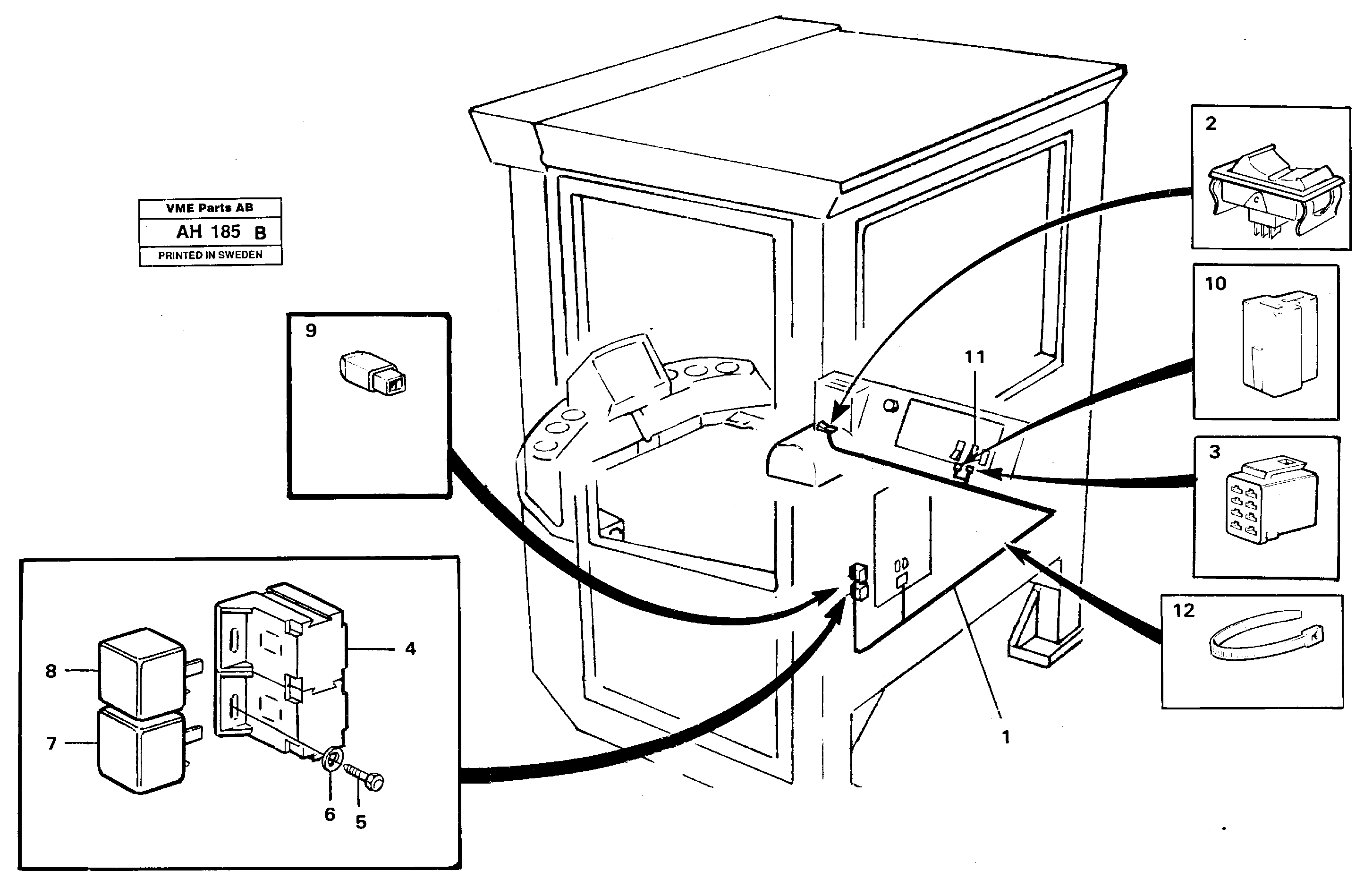 Схема запчастей Volvo L90B - 49673 Electrical system: Forward/reverse switch L90B VOLVO BM VOLVO BM L90B