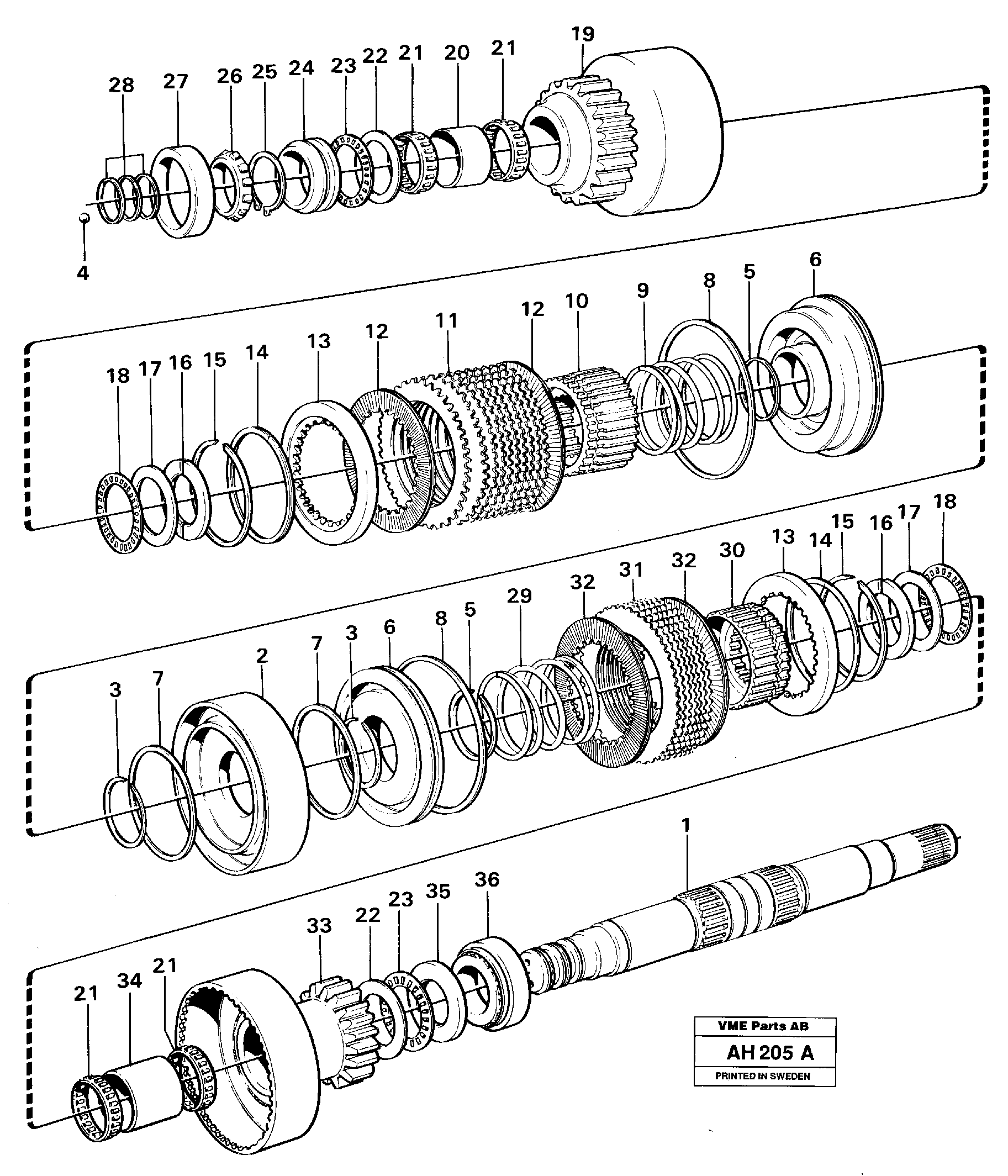 Схема запчастей Volvo L90B - 14707 Clutches 3:rd and 4:th speeds L90B VOLVO BM VOLVO BM L90B