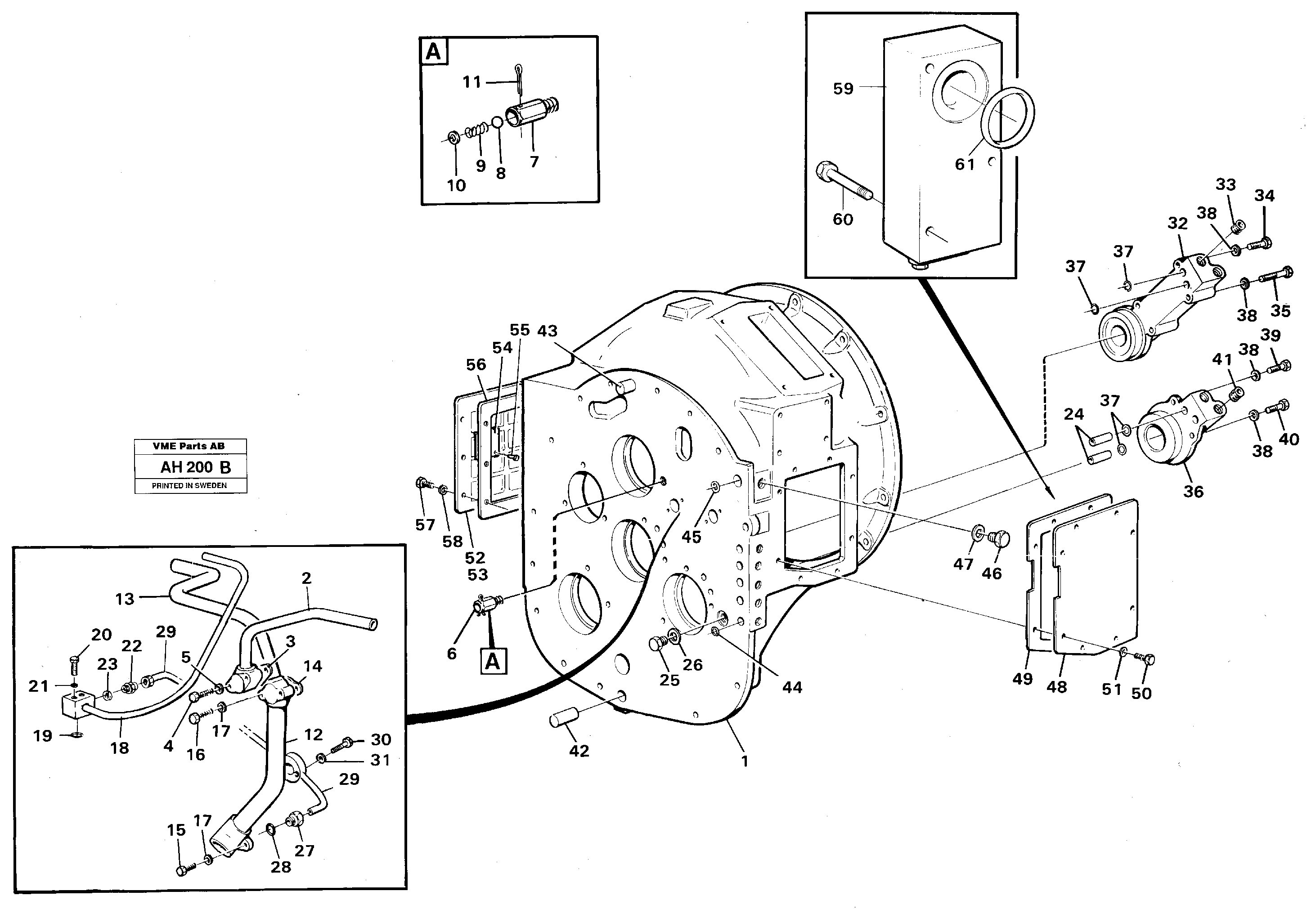 Схема запчастей Volvo L90B - 97982 Converter housing with assembly parts L90B VOLVO BM VOLVO BM L90B