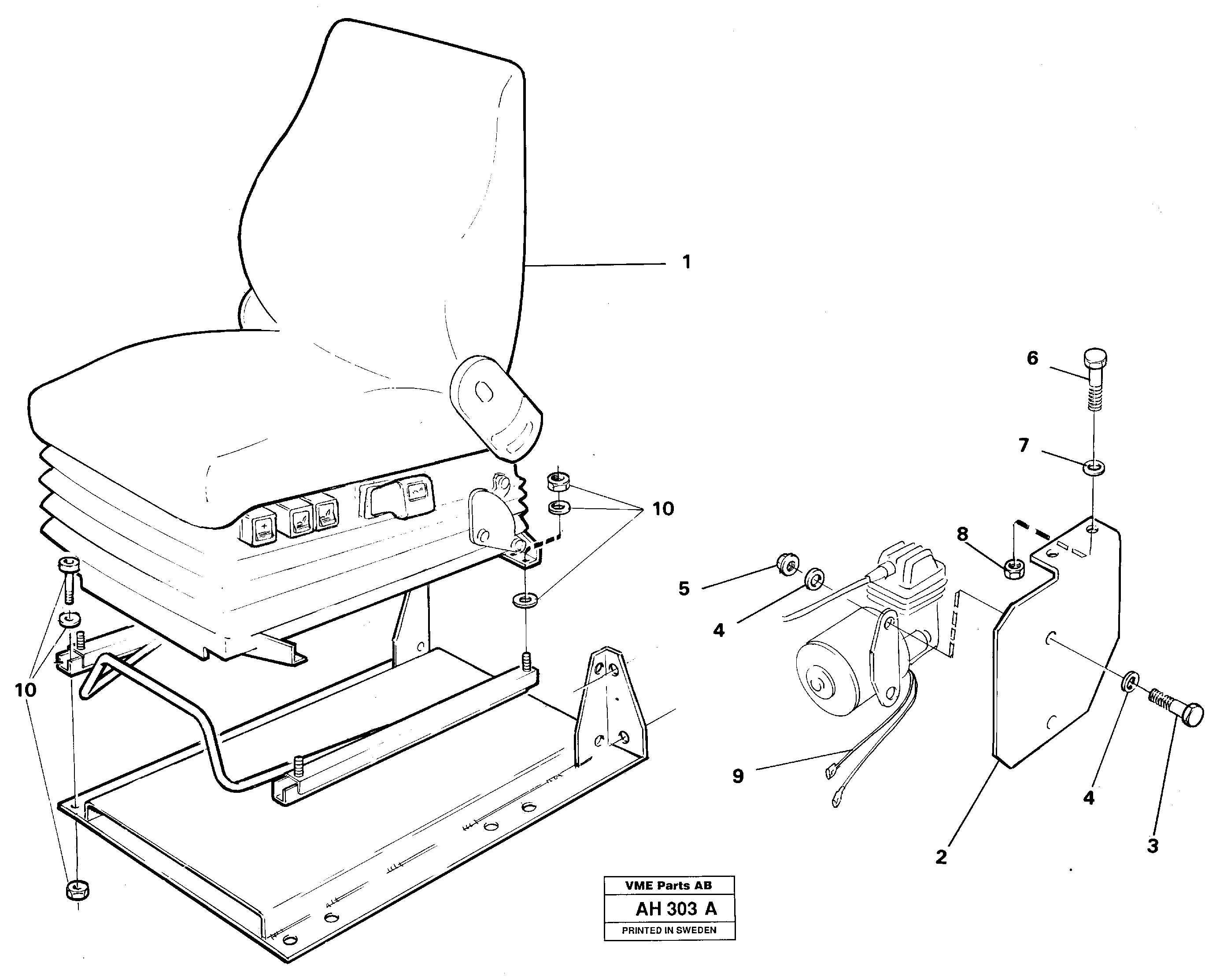 Схема запчастей Volvo L90B - 49921 Operators seat, air suspensioned and heated. Assembly L90B VOLVO BM VOLVO BM L90B