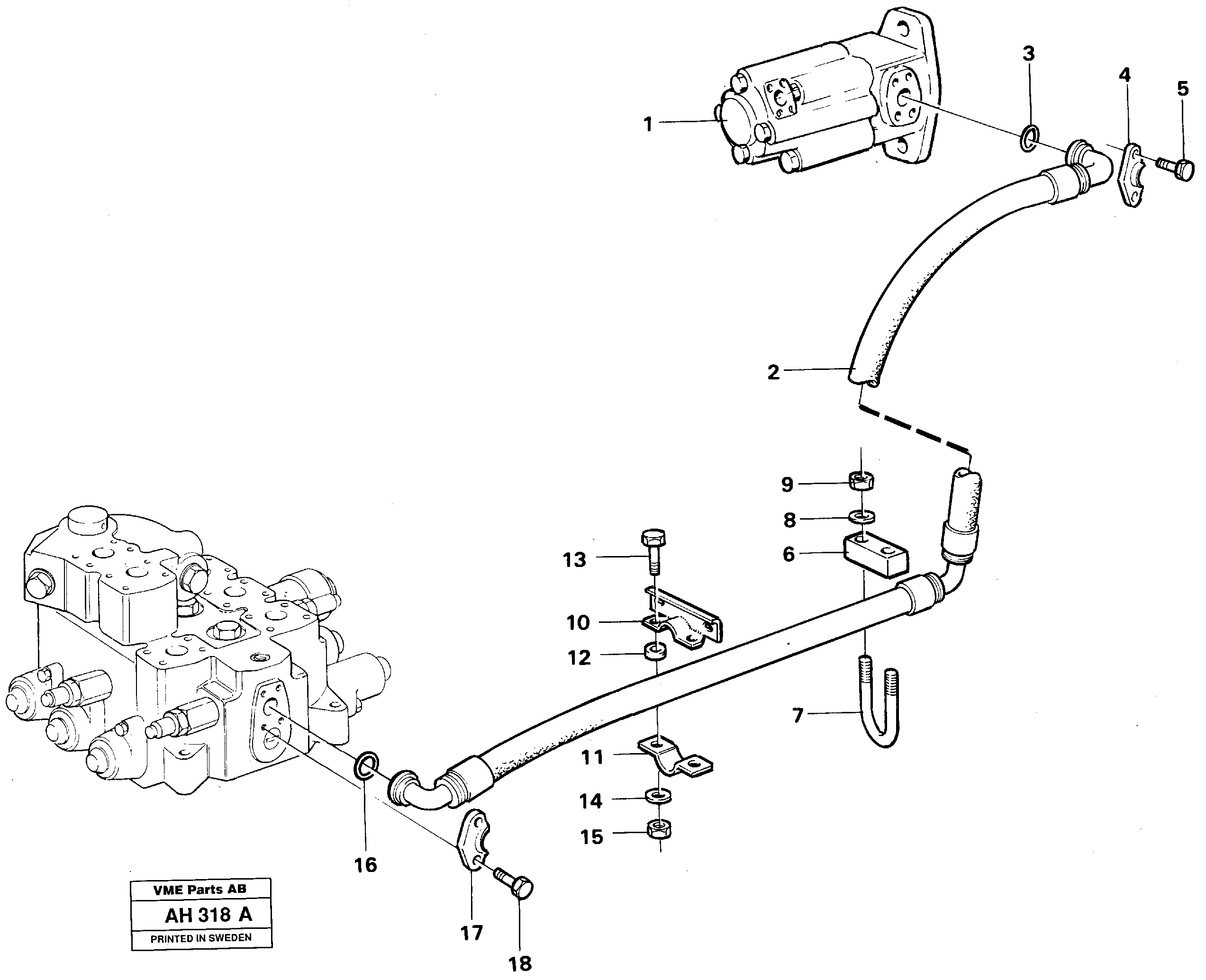 Схема запчастей Volvo L90B - 49283 Hydraulic system: Feed line L90B VOLVO BM VOLVO BM L90B