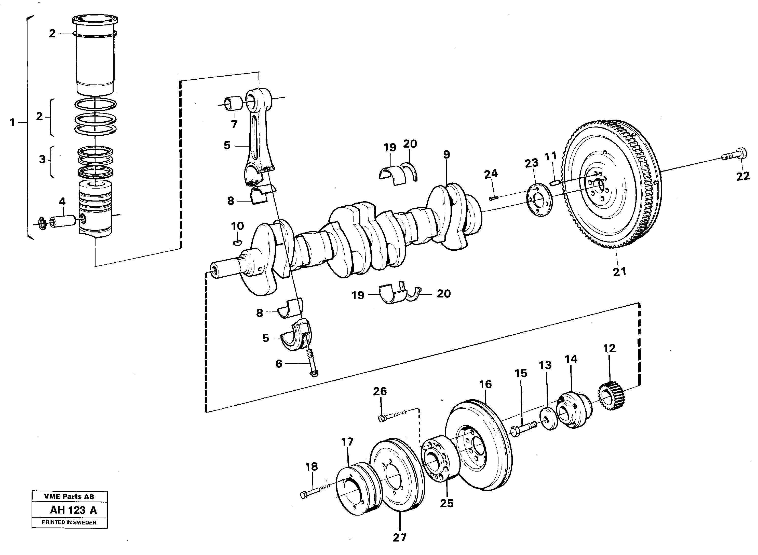 Схема запчастей Volvo L90B - 13064 Crankshaft and related parts L90B VOLVO BM VOLVO BM L90B