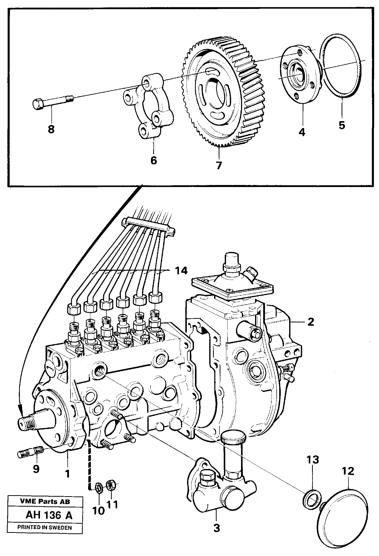 Схема запчастей Volvo L90B - 12091 Fuel injection pump with fitting parts L90B VOLVO BM VOLVO BM L90B