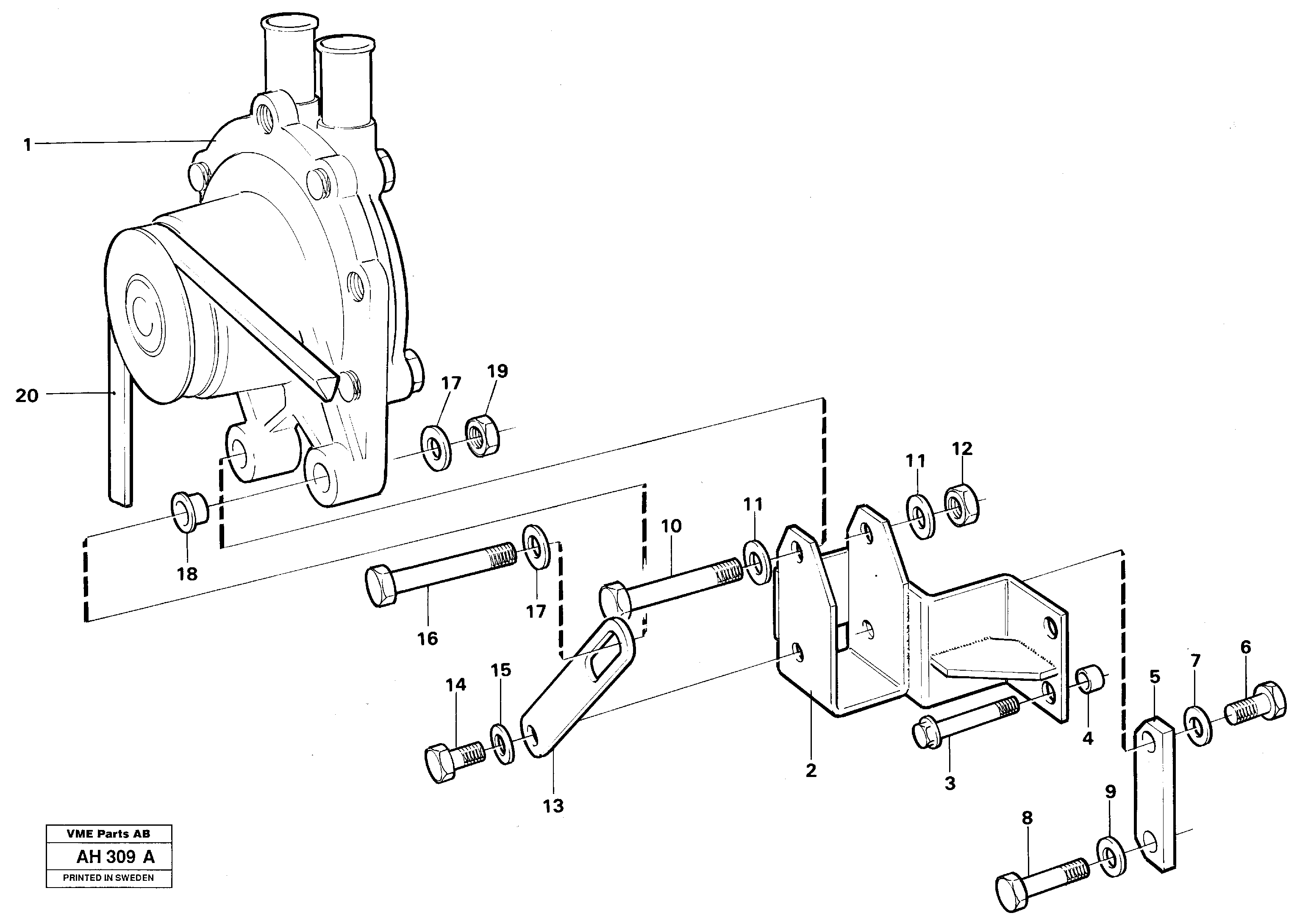 Схема запчастей Volvo L90B - 72424 Waterpump, assembly L90B VOLVO BM VOLVO BM L90B