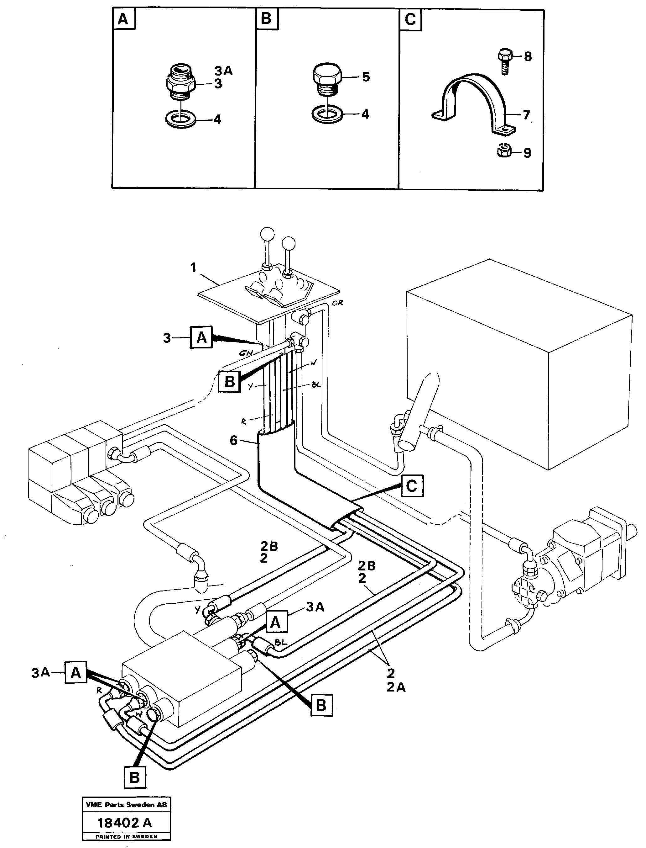 Схема запчастей Volvo L120 - 19430 Servo-system control lines L120 Volvo BM L120