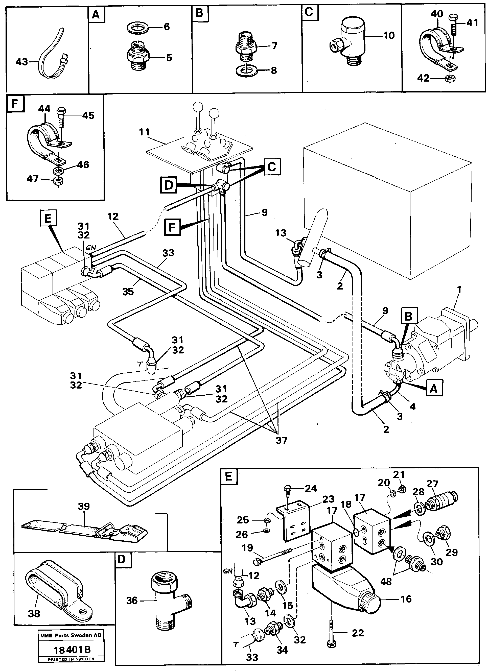 Схема запчастей Volvo L120 - 92305 Servo-system feed lines L120 Volvo BM L120