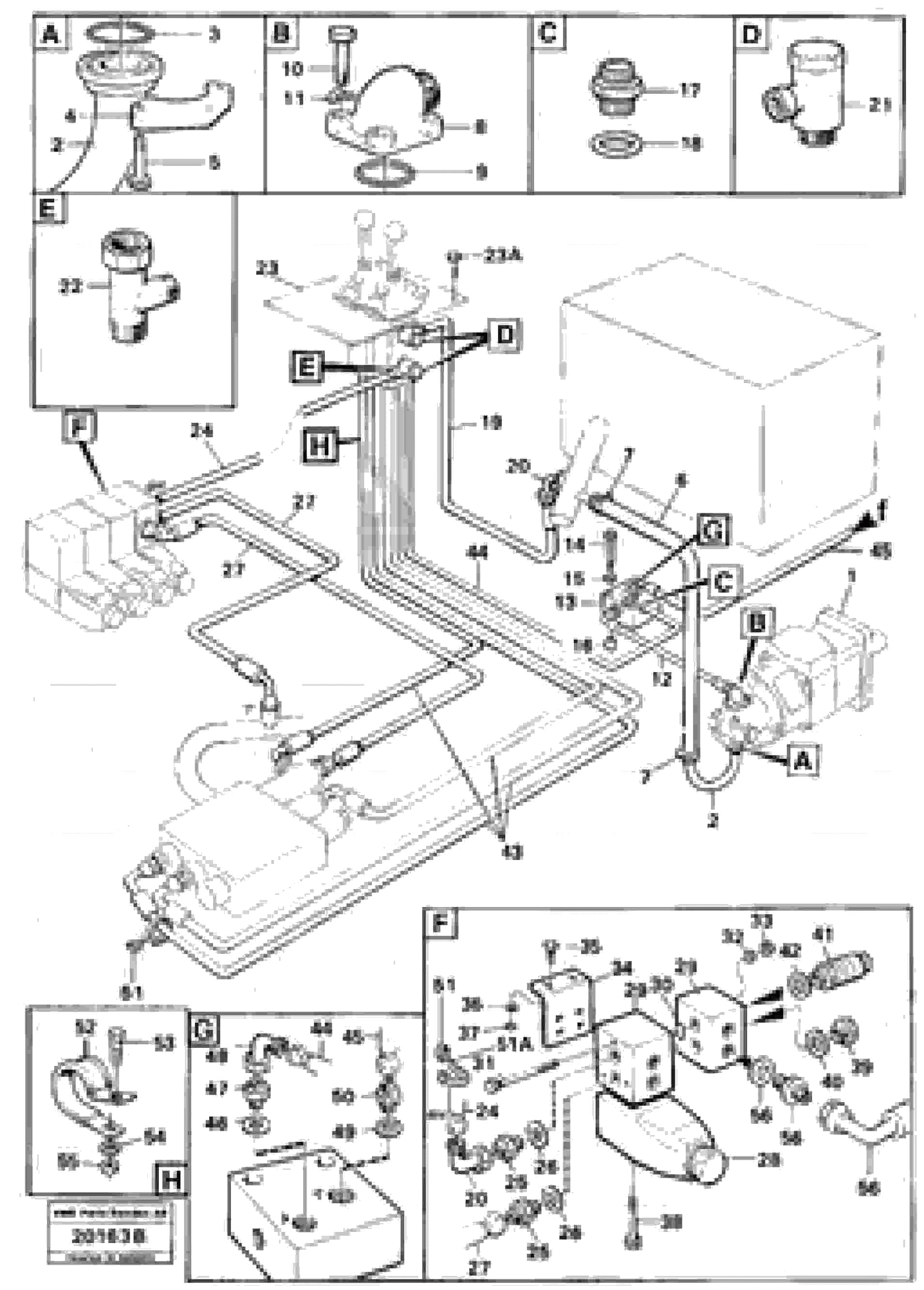 Схема запчастей Volvo L120 - 94488 Servo-system feed lines L120 Volvo BM L120