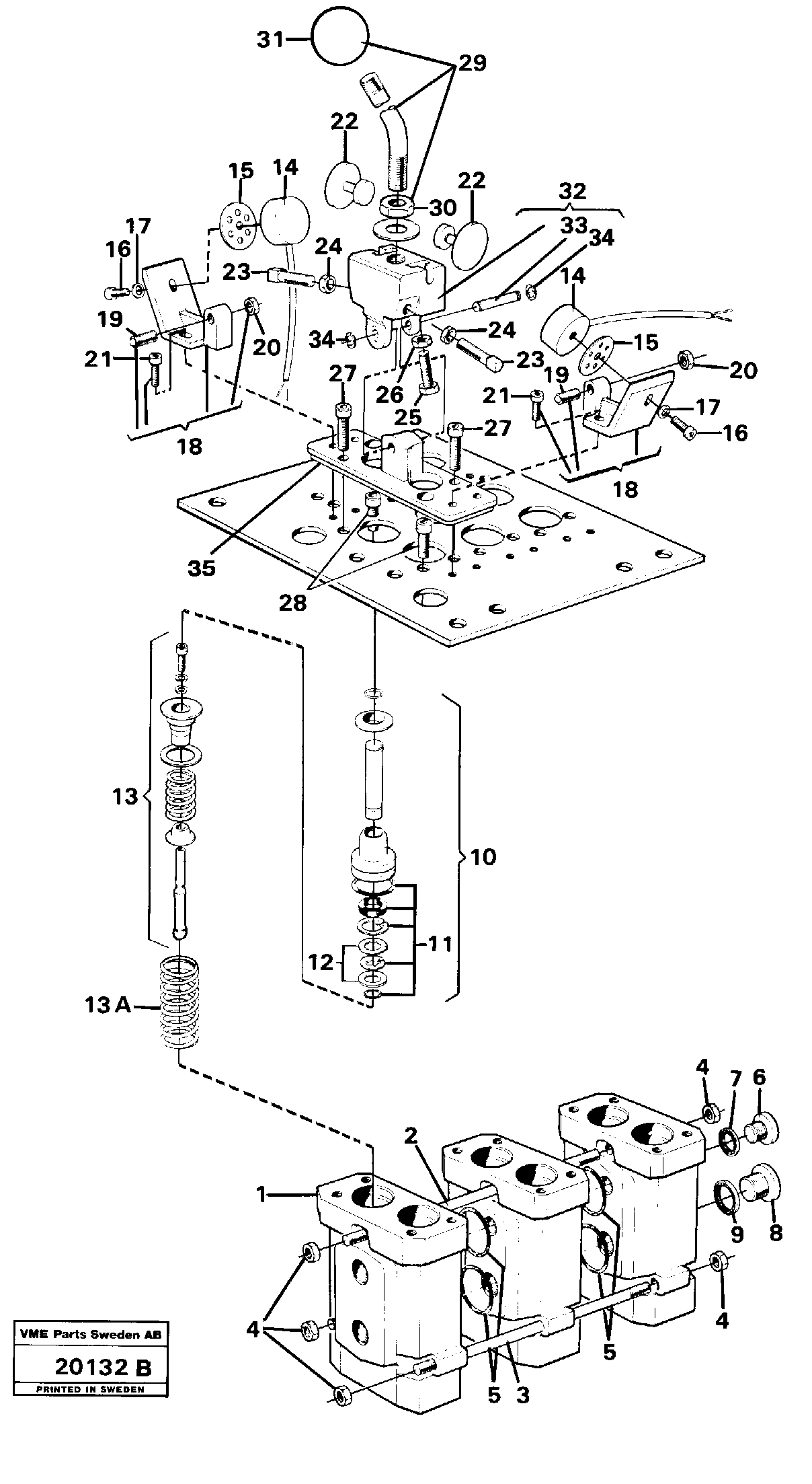 Схема запчастей Volvo L120 - 97619 Servo-system servo valve L120 Volvo BM L120