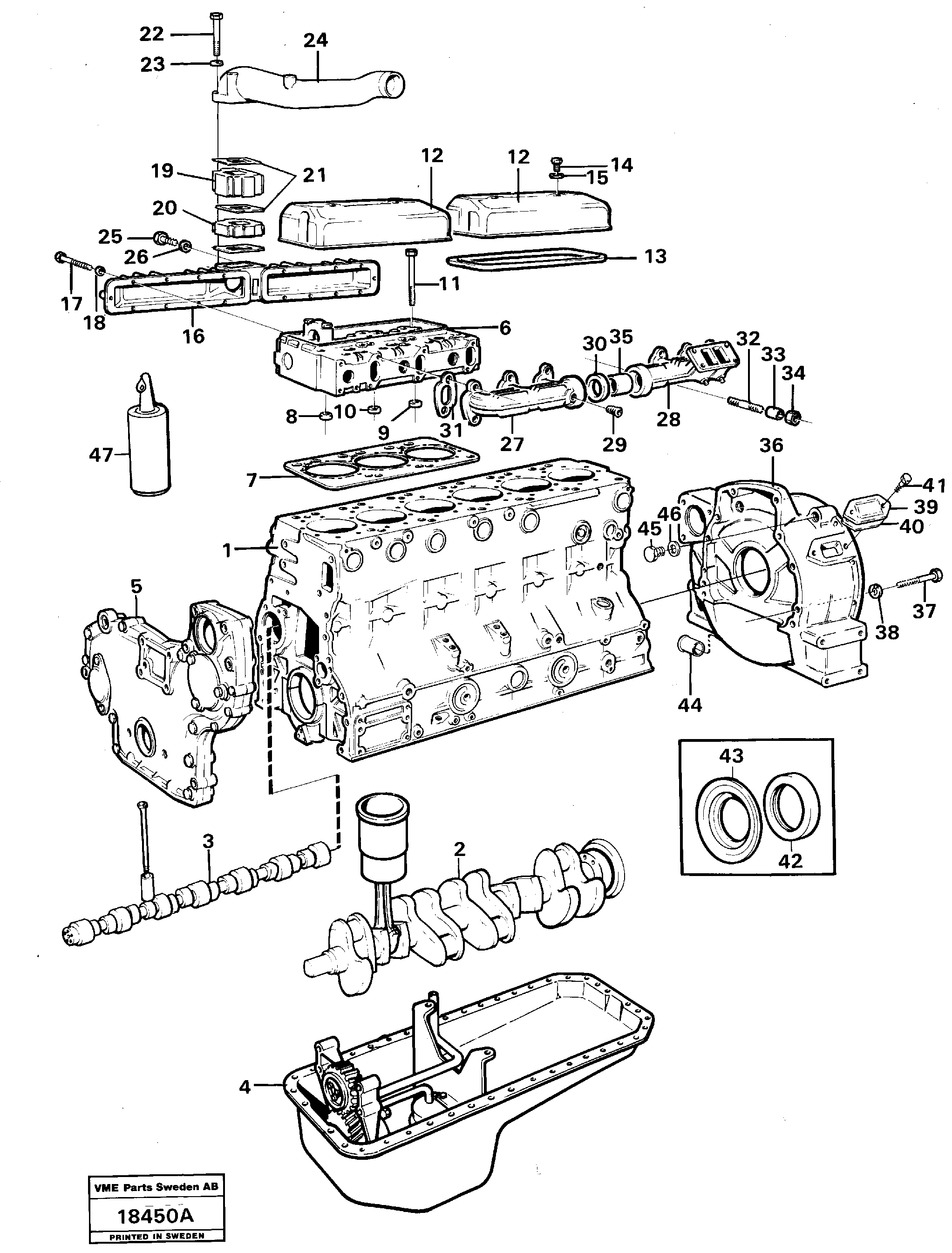 Схема запчастей Volvo L120 - 83032 Engine with fitting parts L120 Volvo BM L120