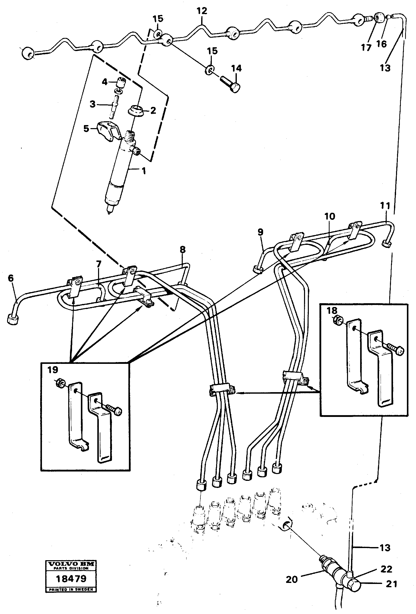 Схема запчастей Volvo L120 - 52041 Fuel lines, injectors L120 Volvo BM L120