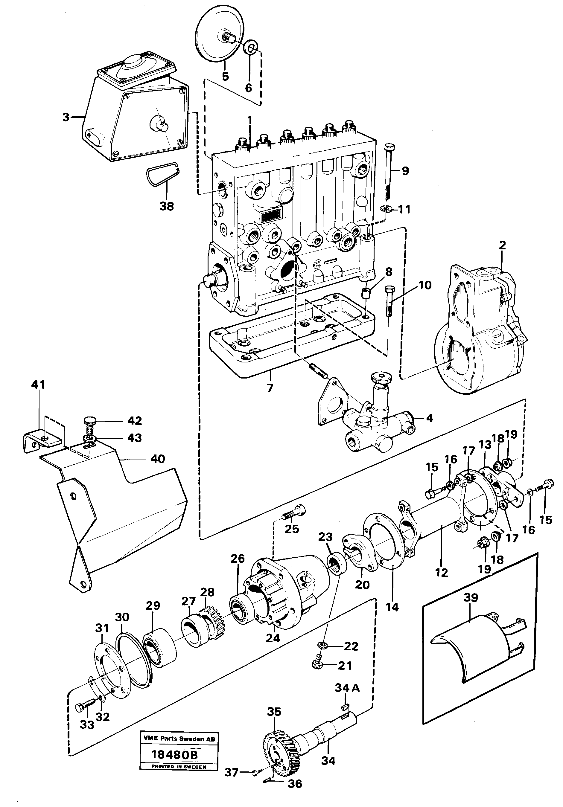 Схема запчастей Volvo L120 - 85107 Injection pump with drive L120 Volvo BM L120