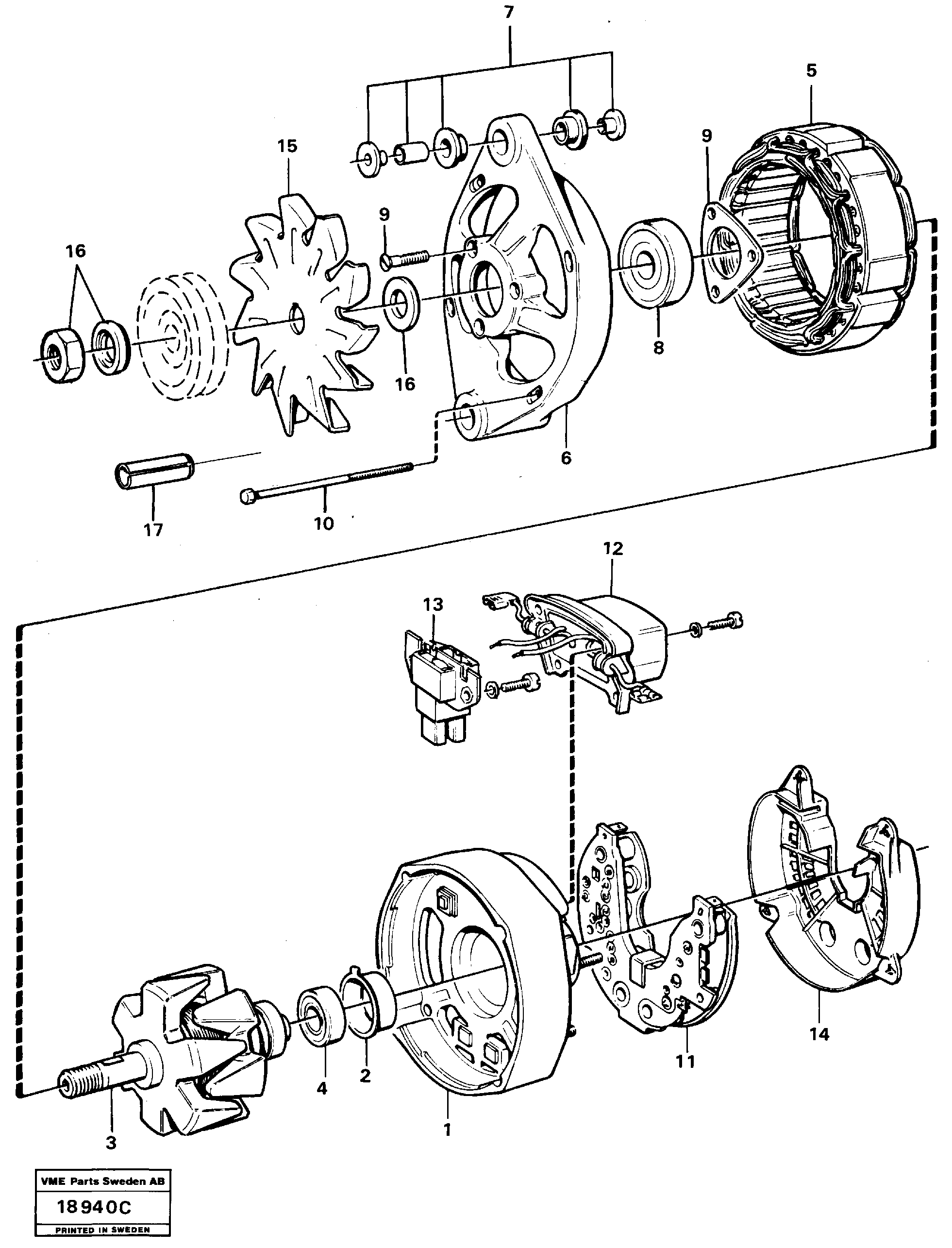 Схема запчастей Volvo L120 - 15407 Alternator L120 Volvo BM L120