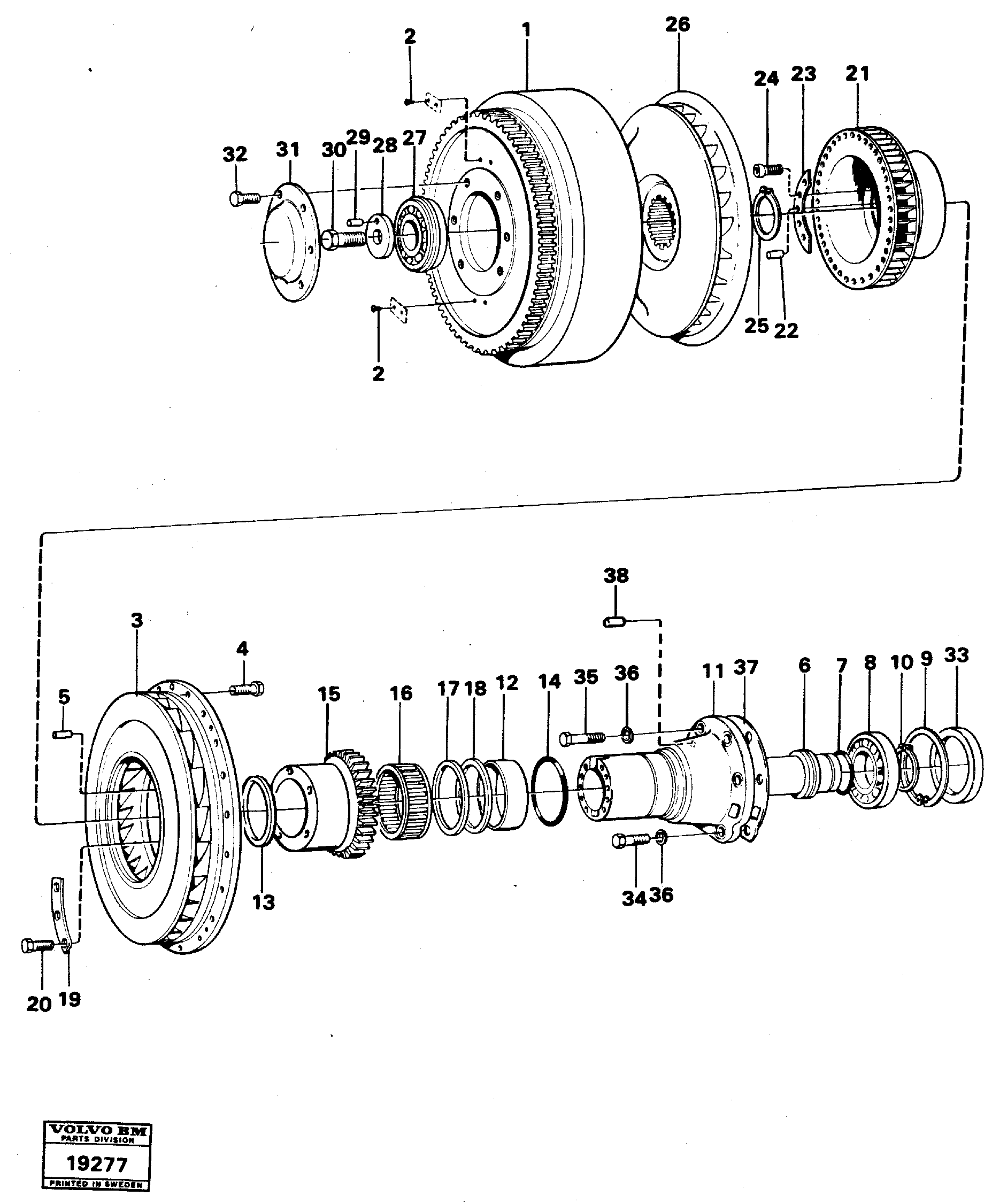 Схема запчастей Volvo L120 - 15877 Torque converter L120 Volvo BM L120