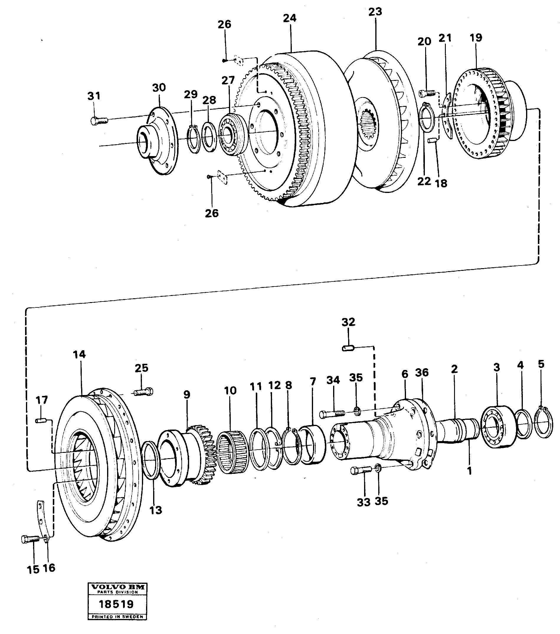 Схема запчастей Volvo L120 - 2839 Torque converter L120 Volvo BM L120