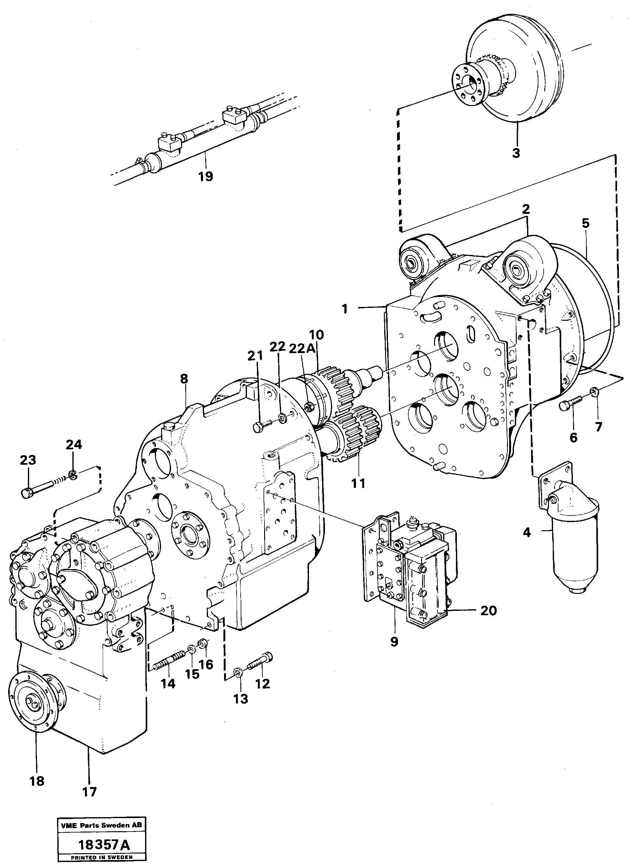 Схема запчастей Volvo L120 - 19147 Hydraulic transmission with fitting parts L120 Volvo BM L120