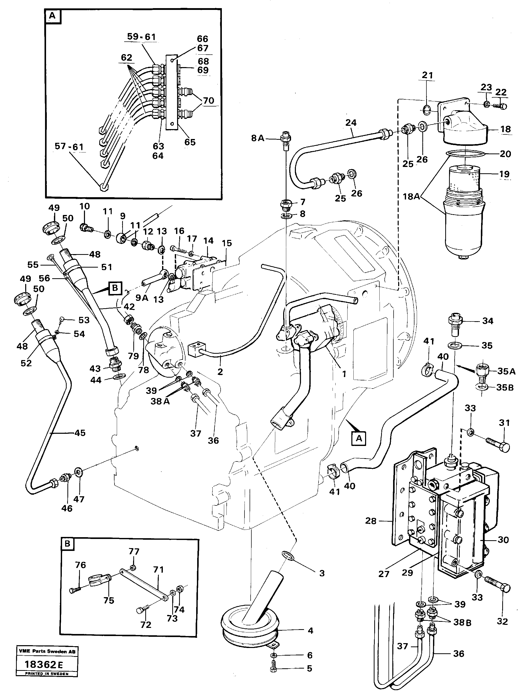 Схема запчастей Volvo L120 - 94769 Hydraulic lines, valves and filter L120 Volvo BM L120