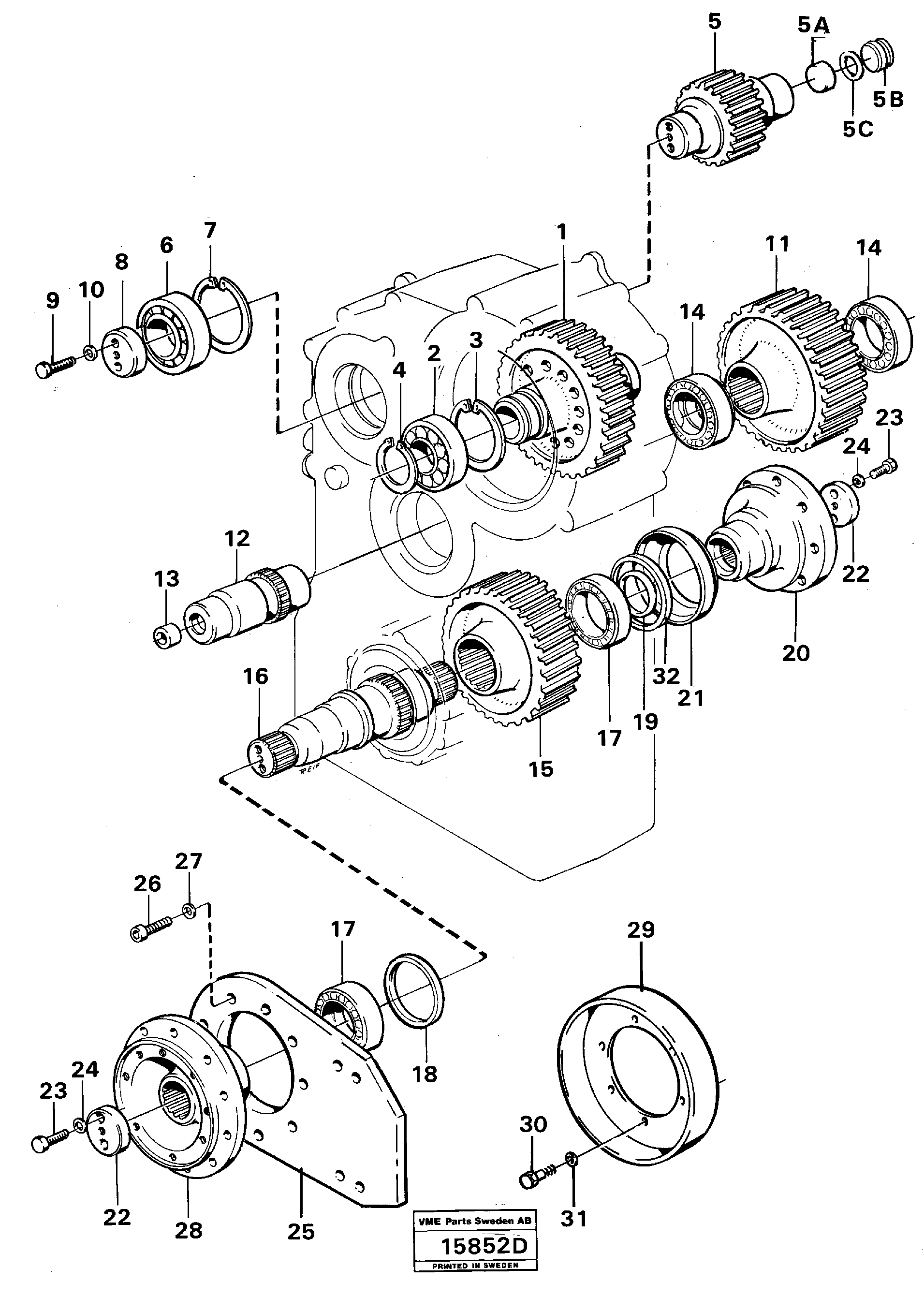 Схема запчастей Volvo L120 - 18269 Transfer gearbox gears and shafts L120 Volvo BM L120