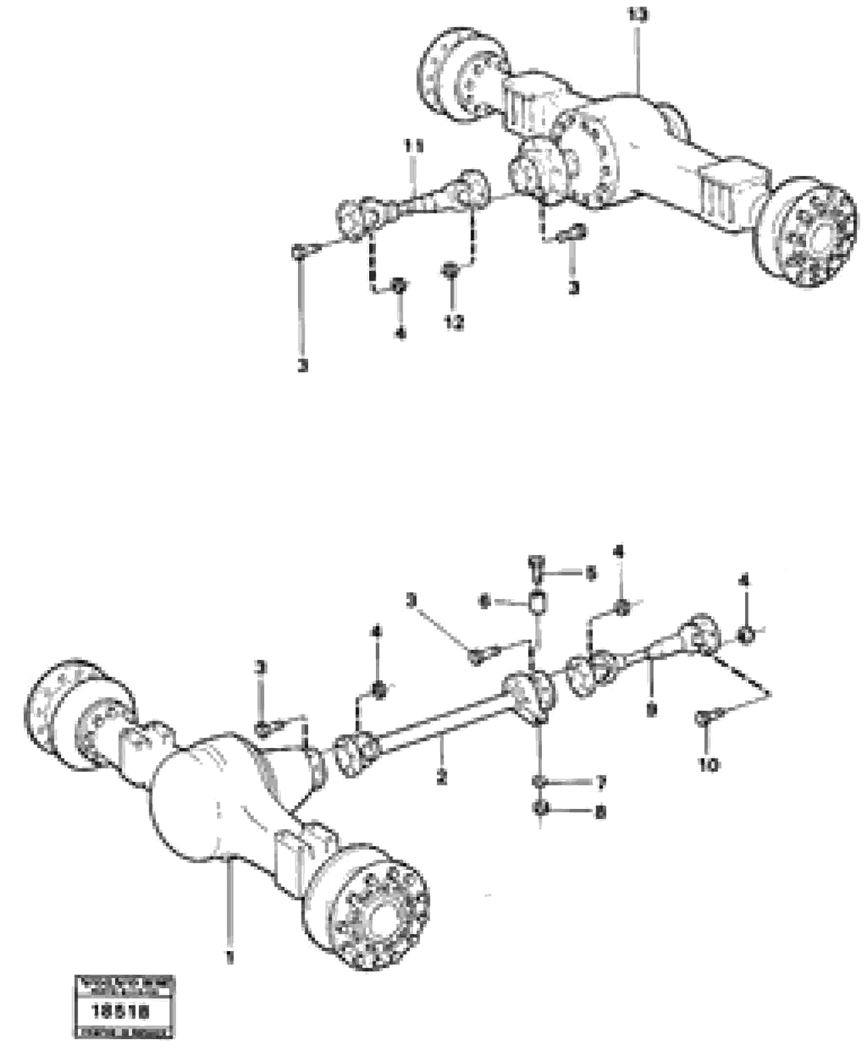 Схема запчастей Volvo L120 - 24076 Propeller shafts with fitting parts L120 Volvo BM L120