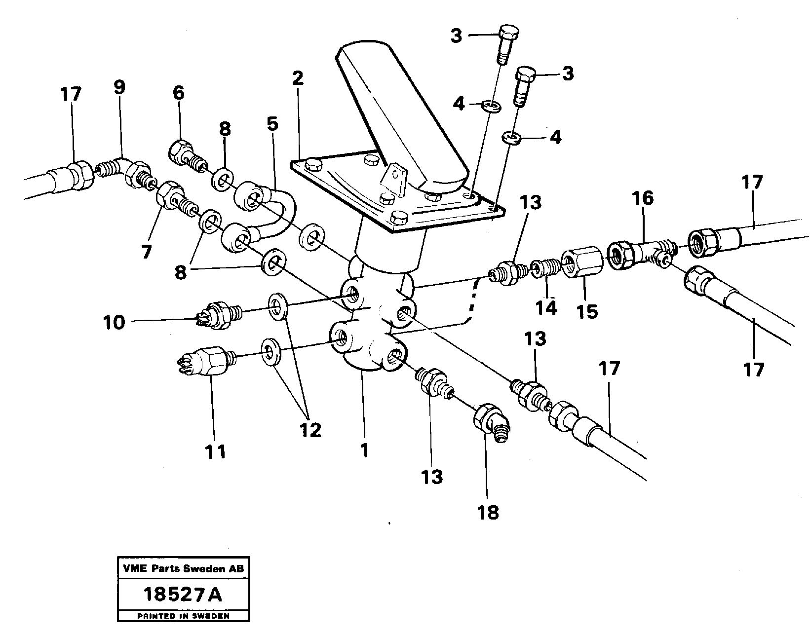 Схема запчастей Volvo L120 - 18274 Footbrake valve with mountings L120 Volvo BM L120