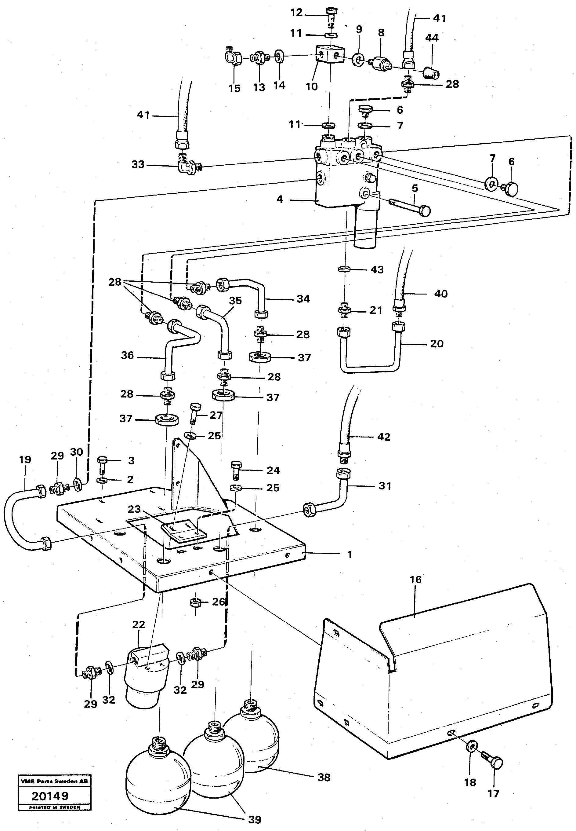 Схема запчастей Volvo L120 - 2843 Relief valve with fitting parts L120 Volvo BM L120