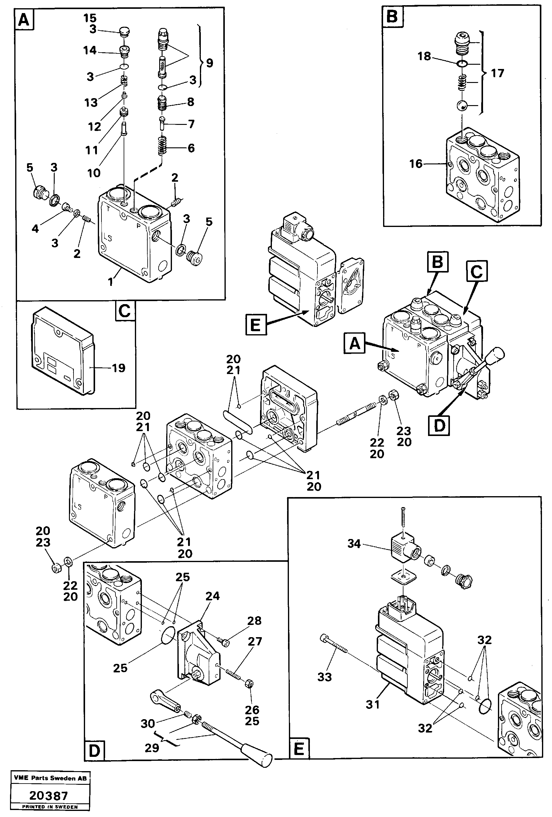 Схема запчастей Volvo L120 - 102804 Valves L120 Volvo BM L120