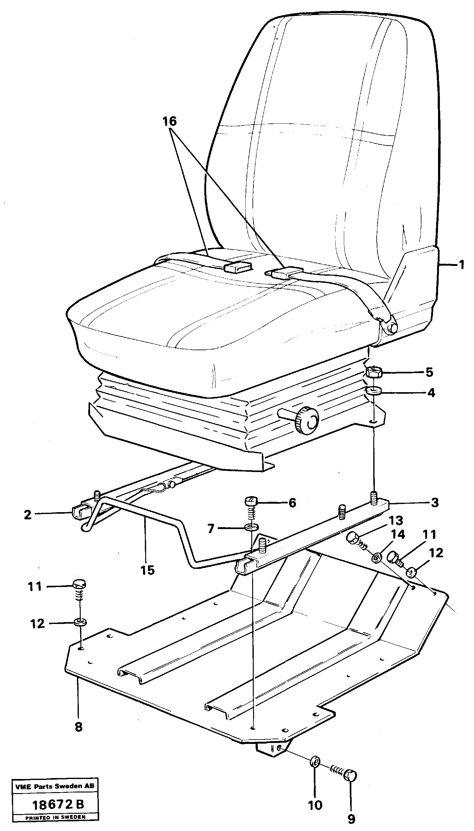 Схема запчастей Volvo L120 - 40395 Operator seat with fitting parts L120 Volvo BM L120