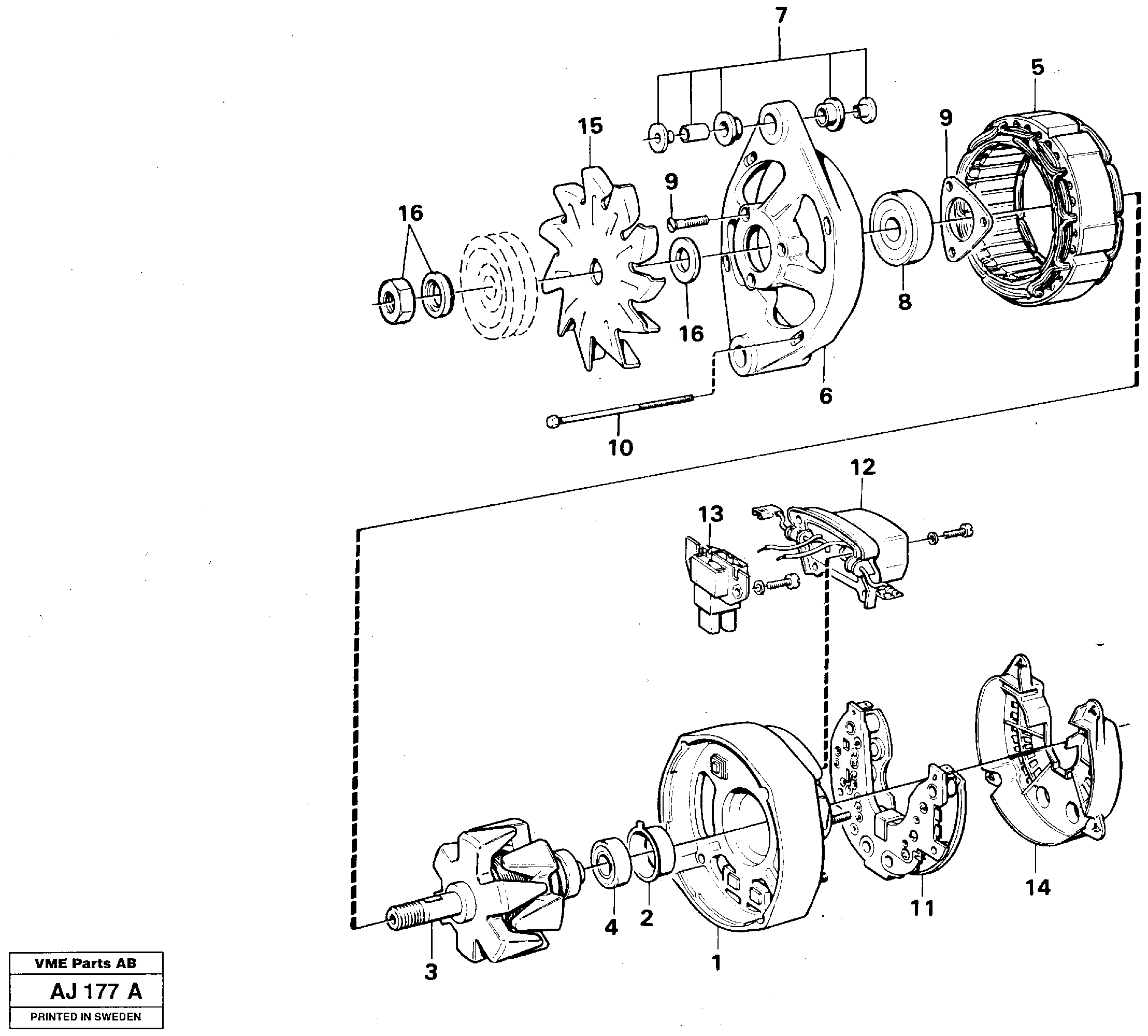 Схема запчастей Volvo L120B - 13980 Alternator L120B VOLVO BM VOLVO BM L120B