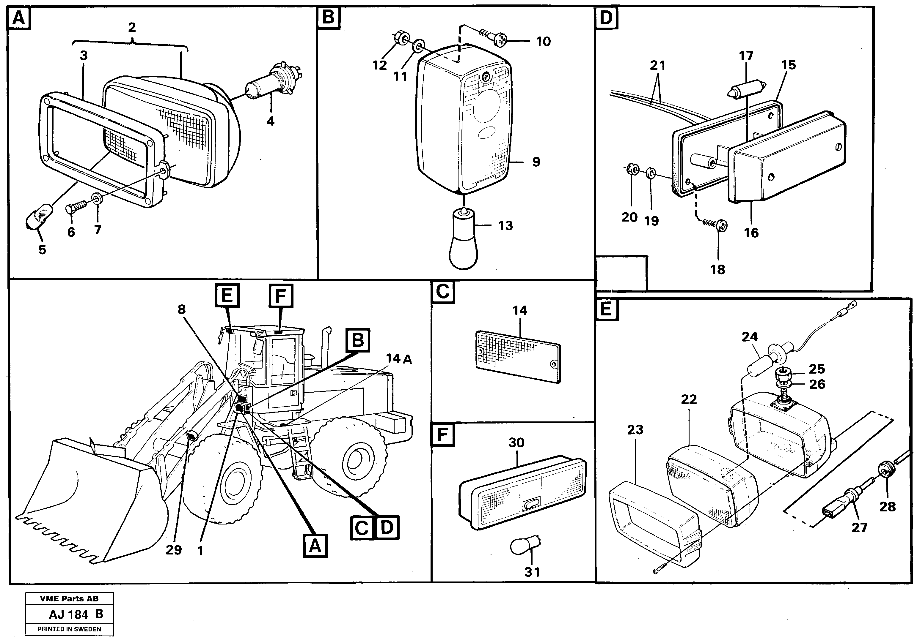 Схема запчастей Volvo L120B - 29727 Lighting, front L120B VOLVO BM VOLVO BM L120B