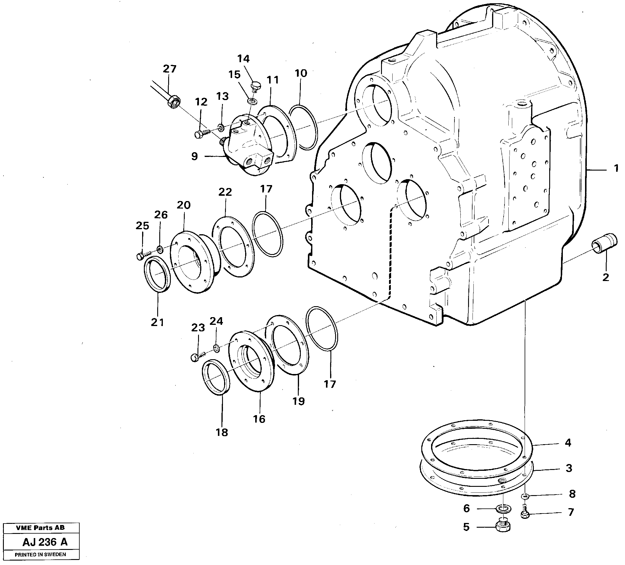 Схема запчастей Volvo L120B - 13996 Clutch housing with fitting parts L120B VOLVO BM VOLVO BM L120B