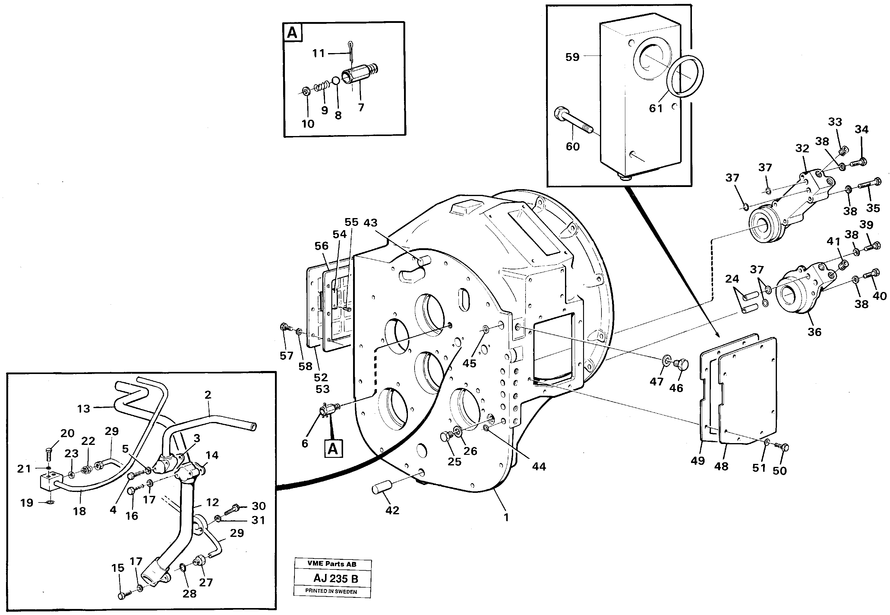 Схема запчастей Volvo L120B - 98024 Converter housing with assembly parts L120B VOLVO BM VOLVO BM L120B