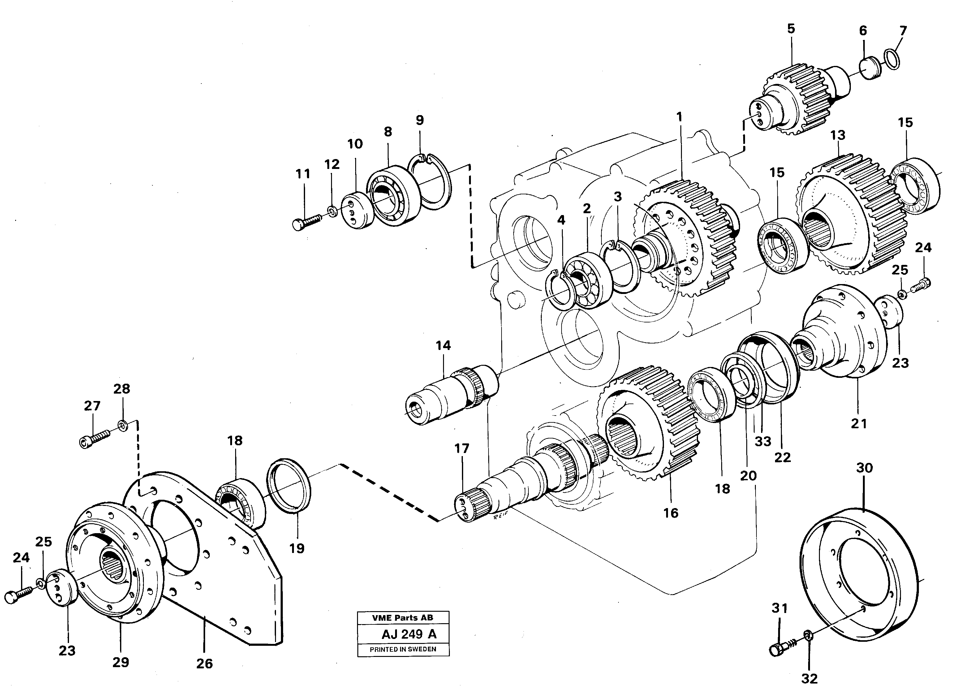 Схема запчастей Volvo L120B - 21863 Transfer gearbox gears and shafts L120B VOLVO BM VOLVO BM L120B