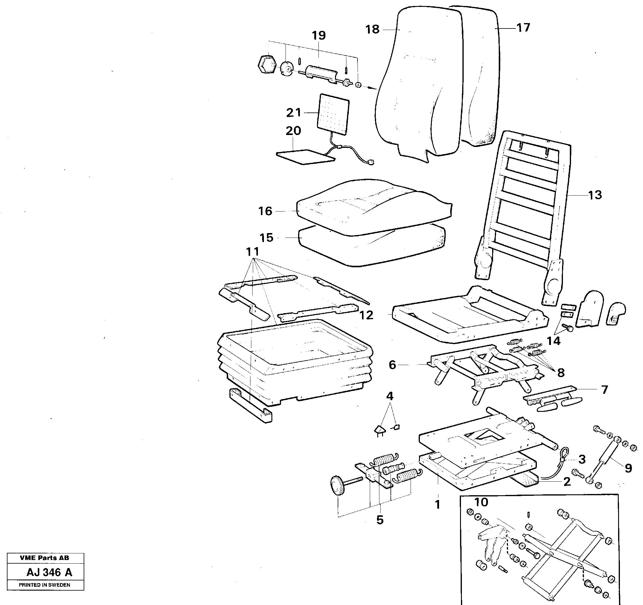 Схема запчастей Volvo L120B - 12049 Operators seat Kab L120B VOLVO BM VOLVO BM L120B