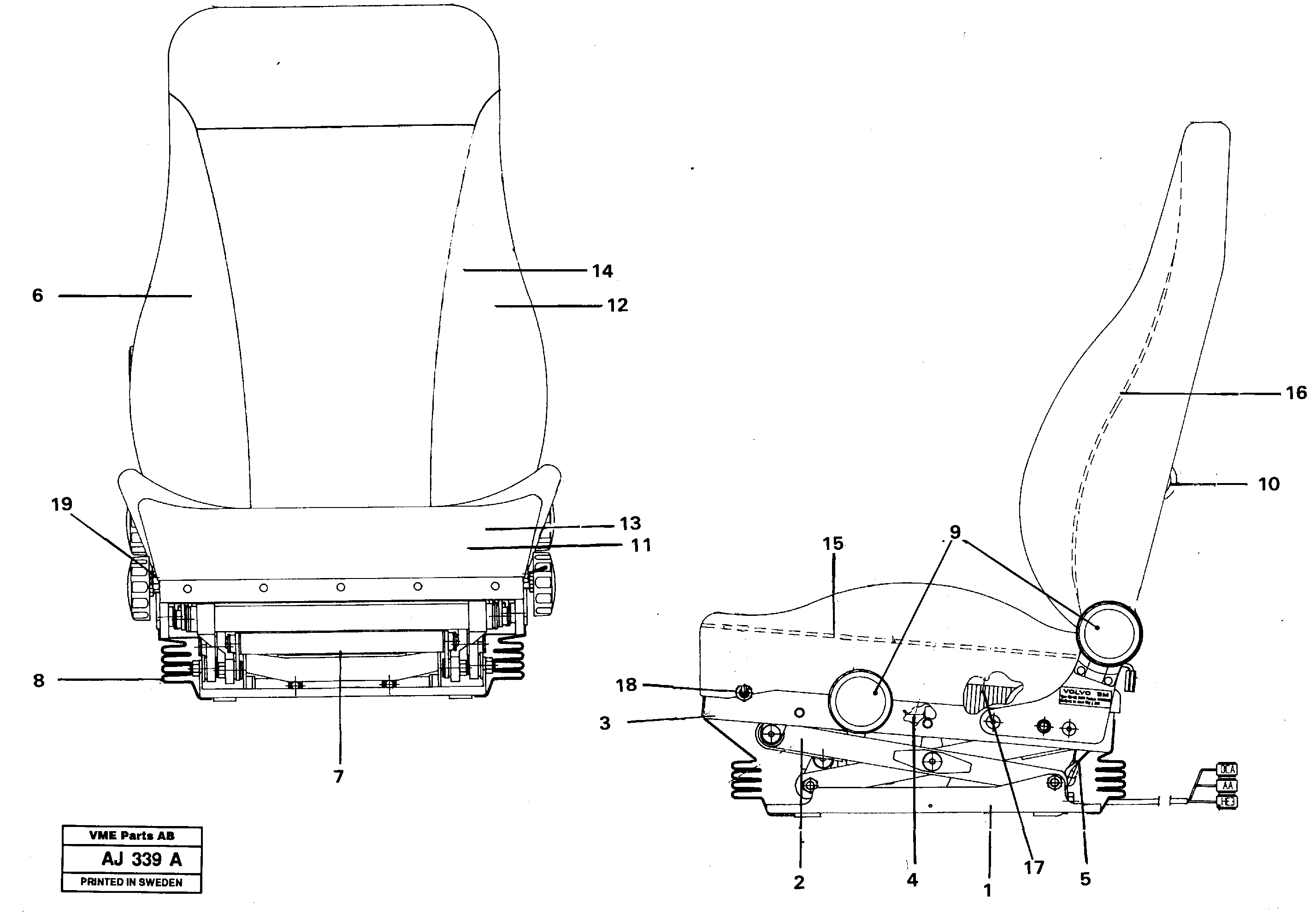 Схема запчастей Volvo L120B - 16883 Operators seat, heated, air suspensioned L120B VOLVO BM VOLVO BM L120B