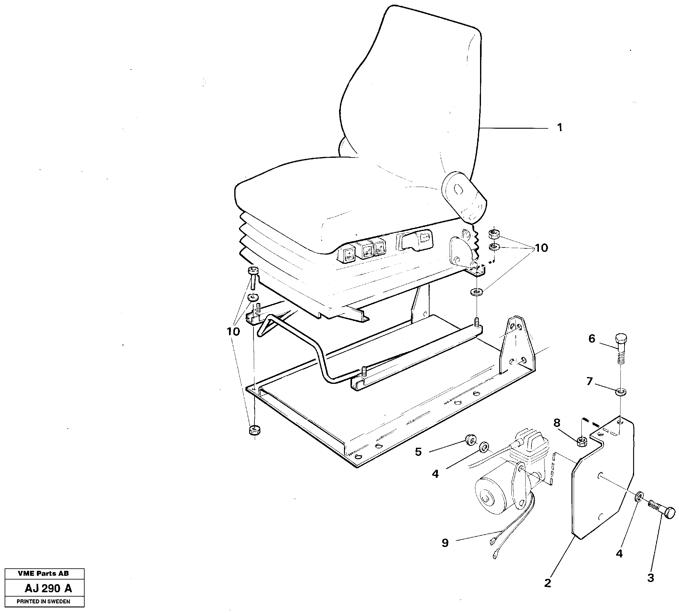 Схема запчастей Volvo L120B - 48843 Operators seat, heated, air suspensioned L120B VOLVO BM VOLVO BM L120B