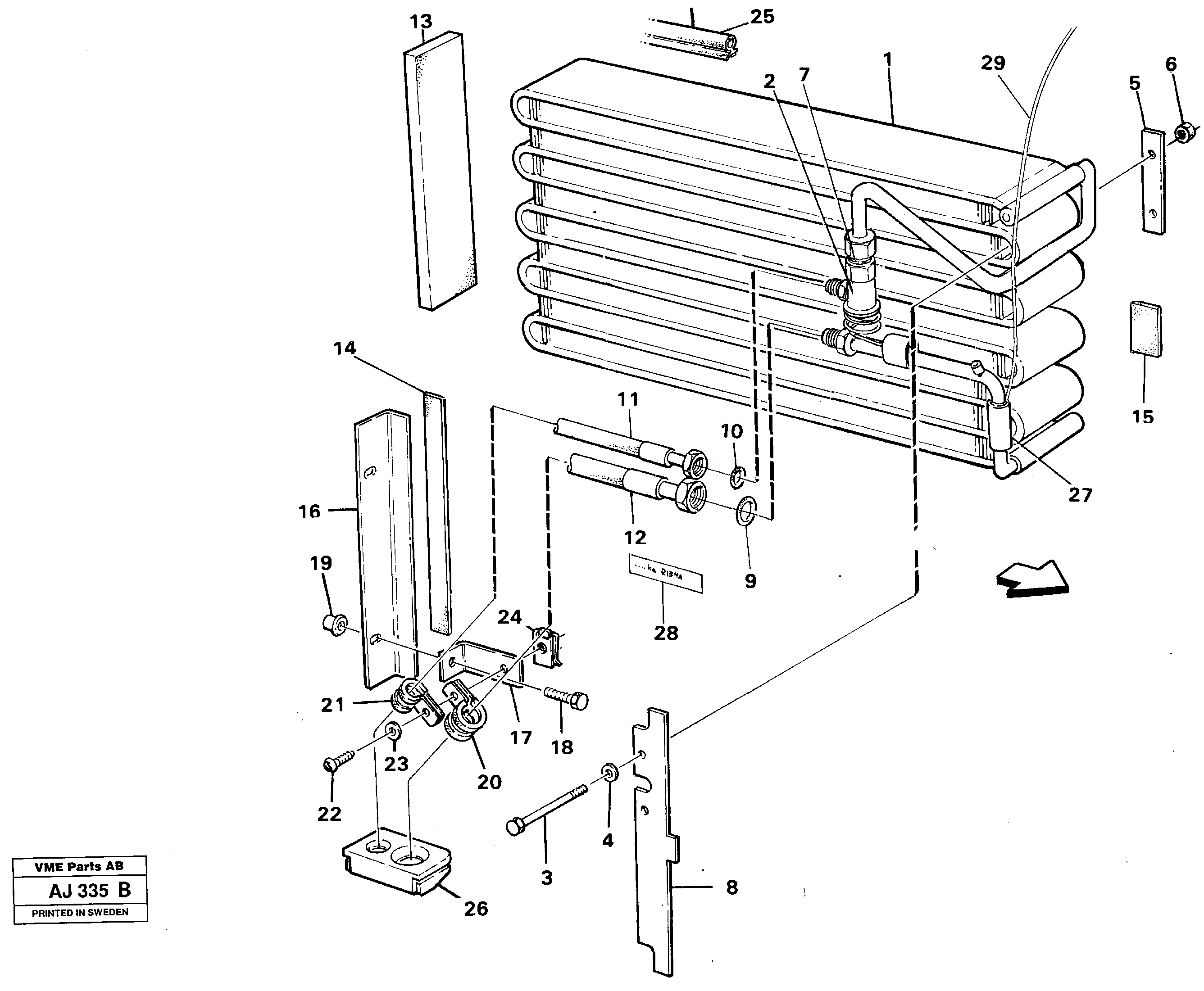 Схема запчастей Volvo L120B - 57764 Evaporator for cooling agent R134a with fitting parts L120B VOLVO BM VOLVO BM L120B