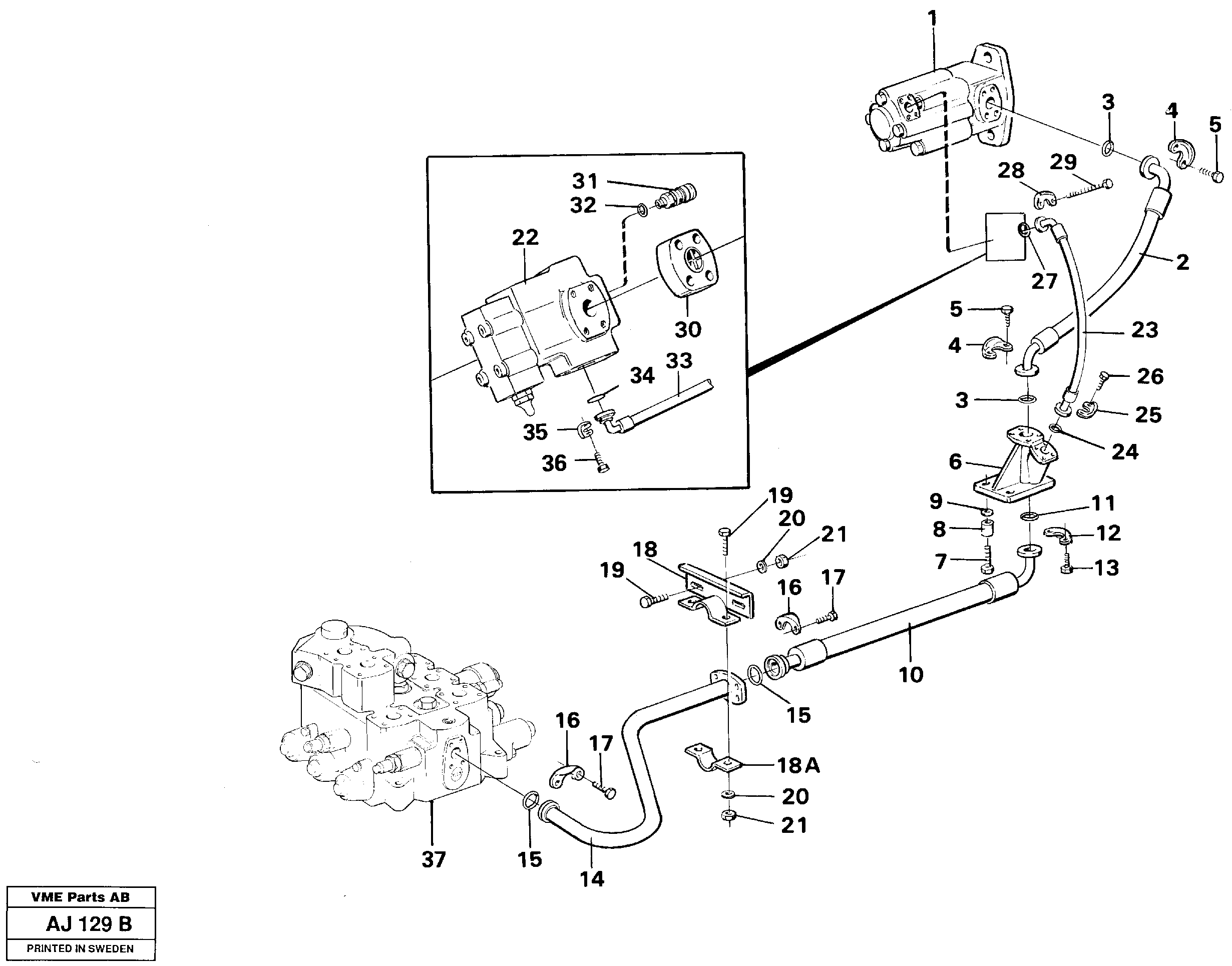 Схема запчастей Volvo L120B - 94755 Hydraulic system: Feed line L120B VOLVO BM VOLVO BM L120B