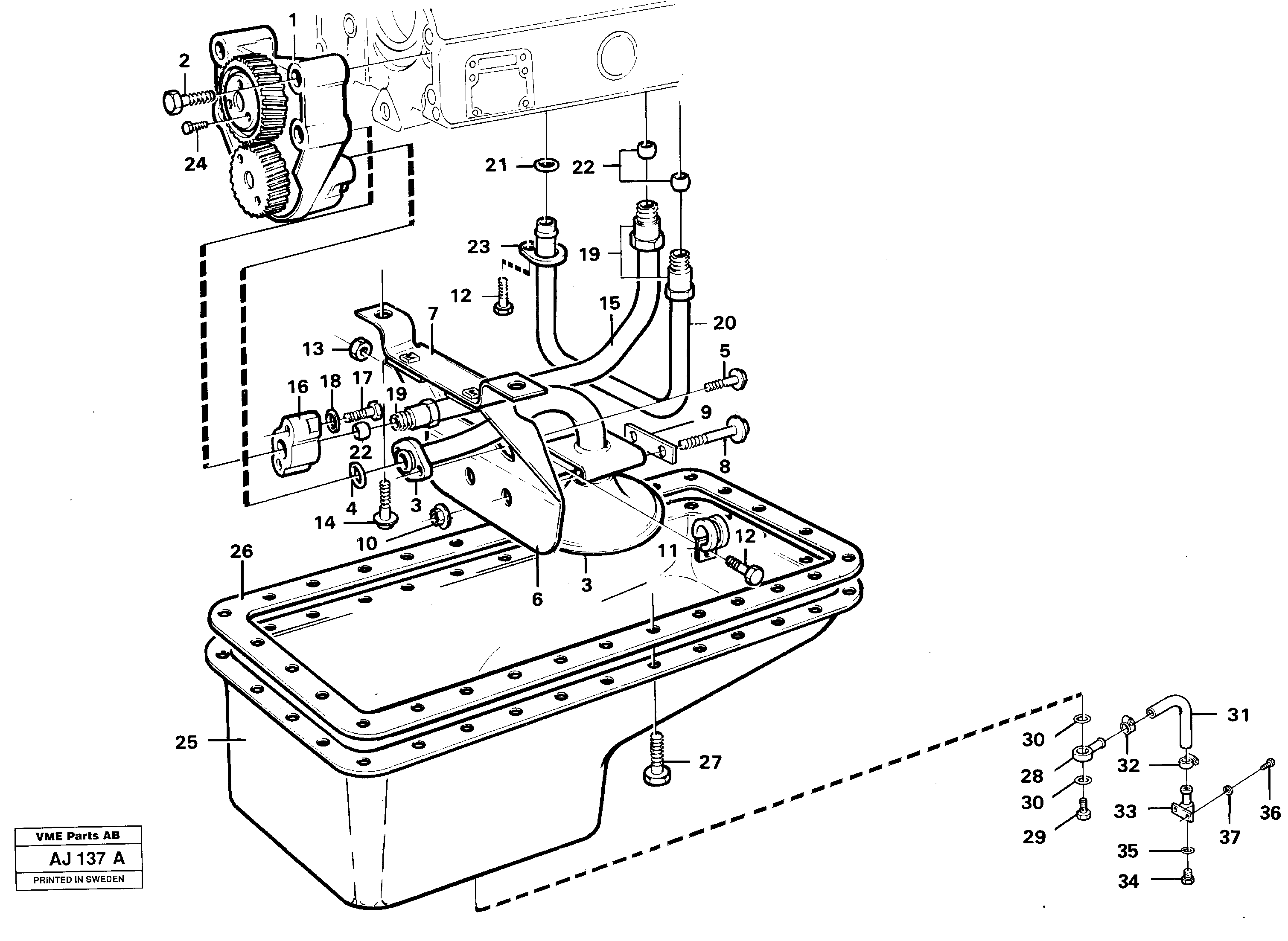 Схема запчастей Volvo L120B - 103164 Система масляной смазки L120B VOLVO BM VOLVO BM L120B