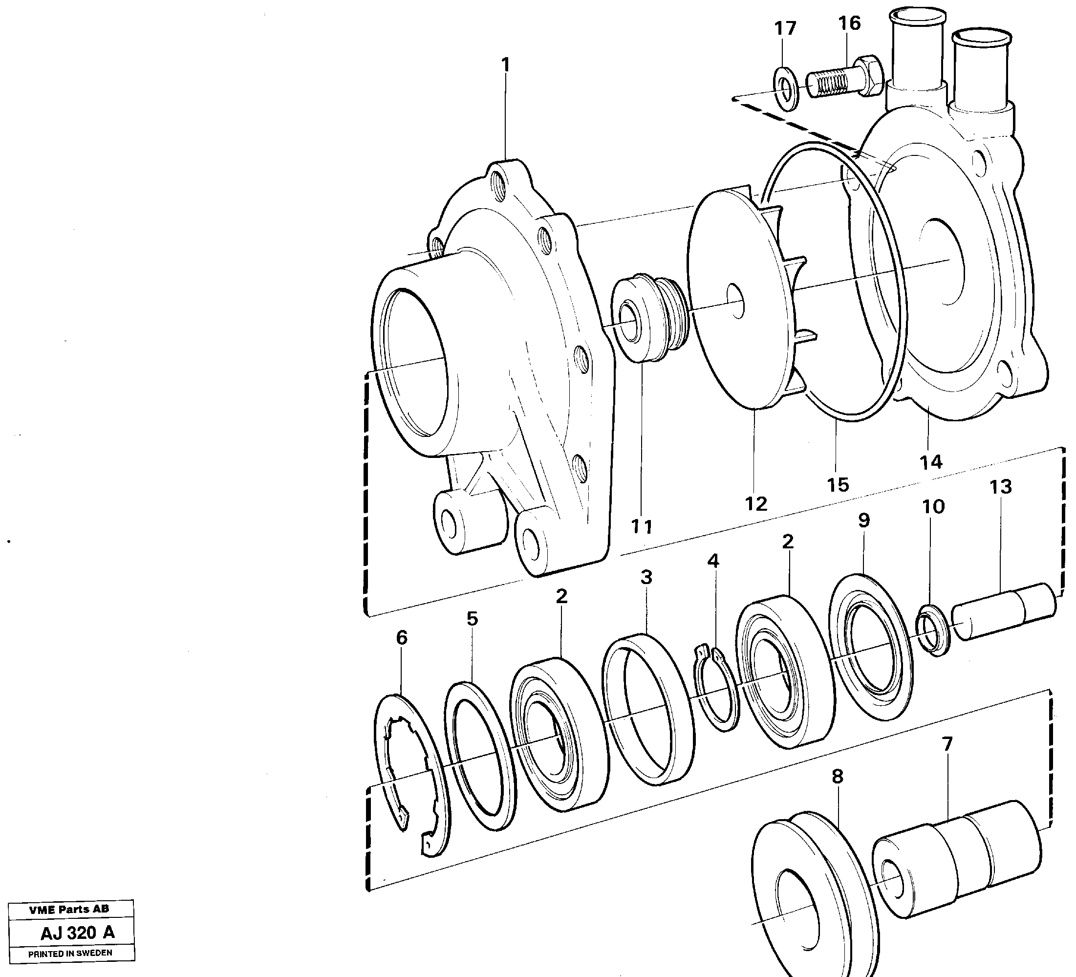 Схема запчастей Volvo L120B - 13975 Водяной насос L120B VOLVO BM VOLVO BM L120B