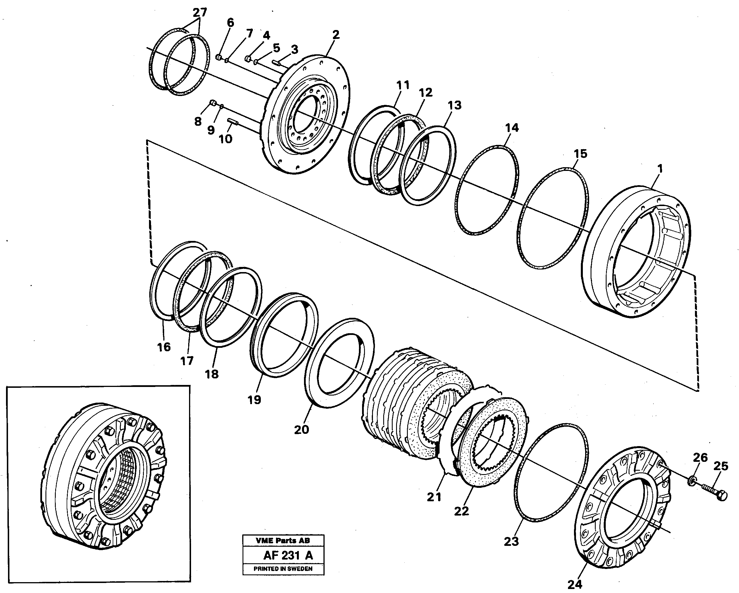 Схема запчастей Volvo L150 - 51039 Multi-disc brake L150/L150C VOLVO BM VOLVO BM L150/L150C SER NO - 2767/- 60708