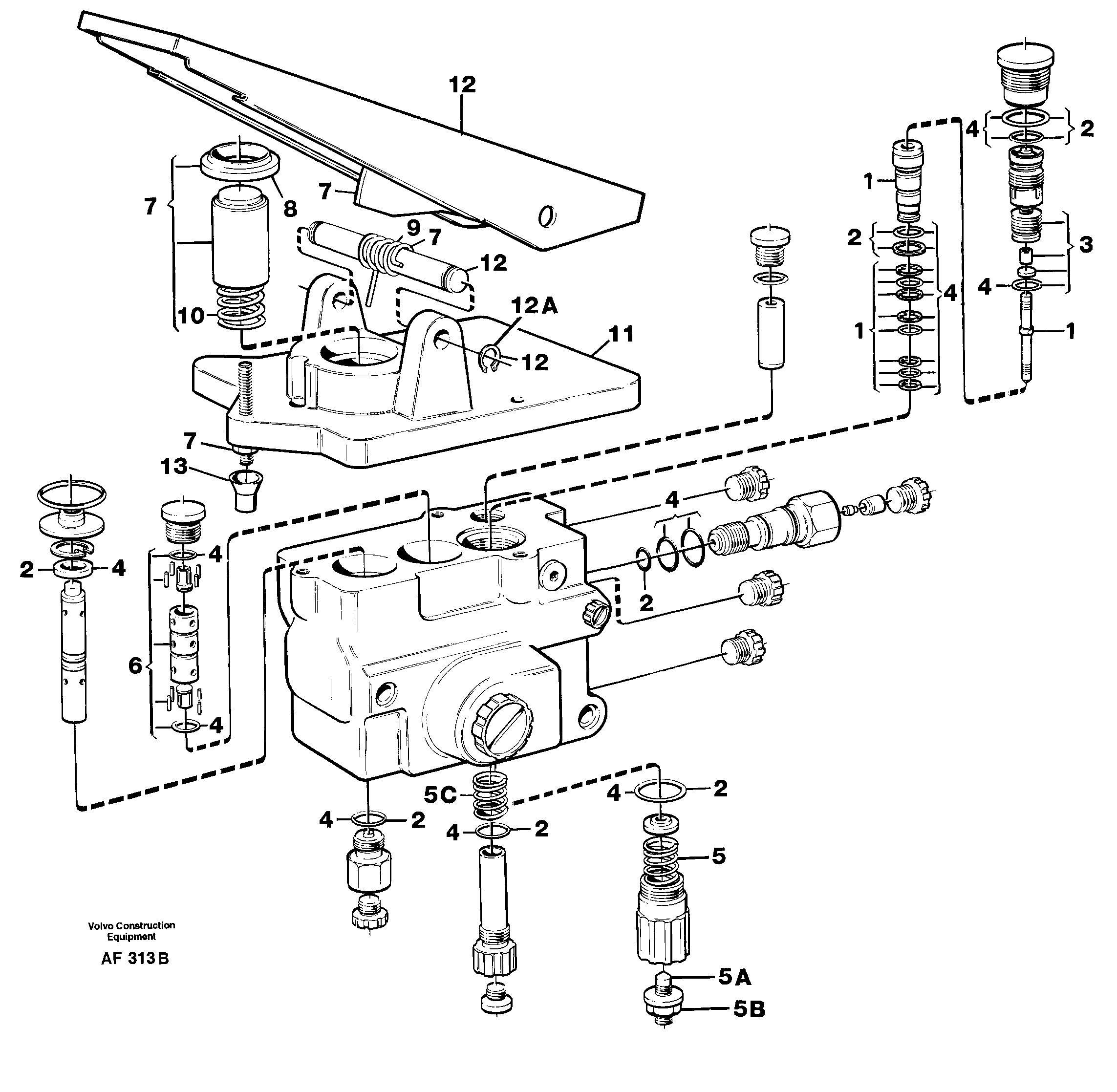 Схема запчастей Volvo L150 - 100237 Footbrake valve L150/L150C VOLVO BM VOLVO BM L150/L150C SER NO - 2767/- 60708