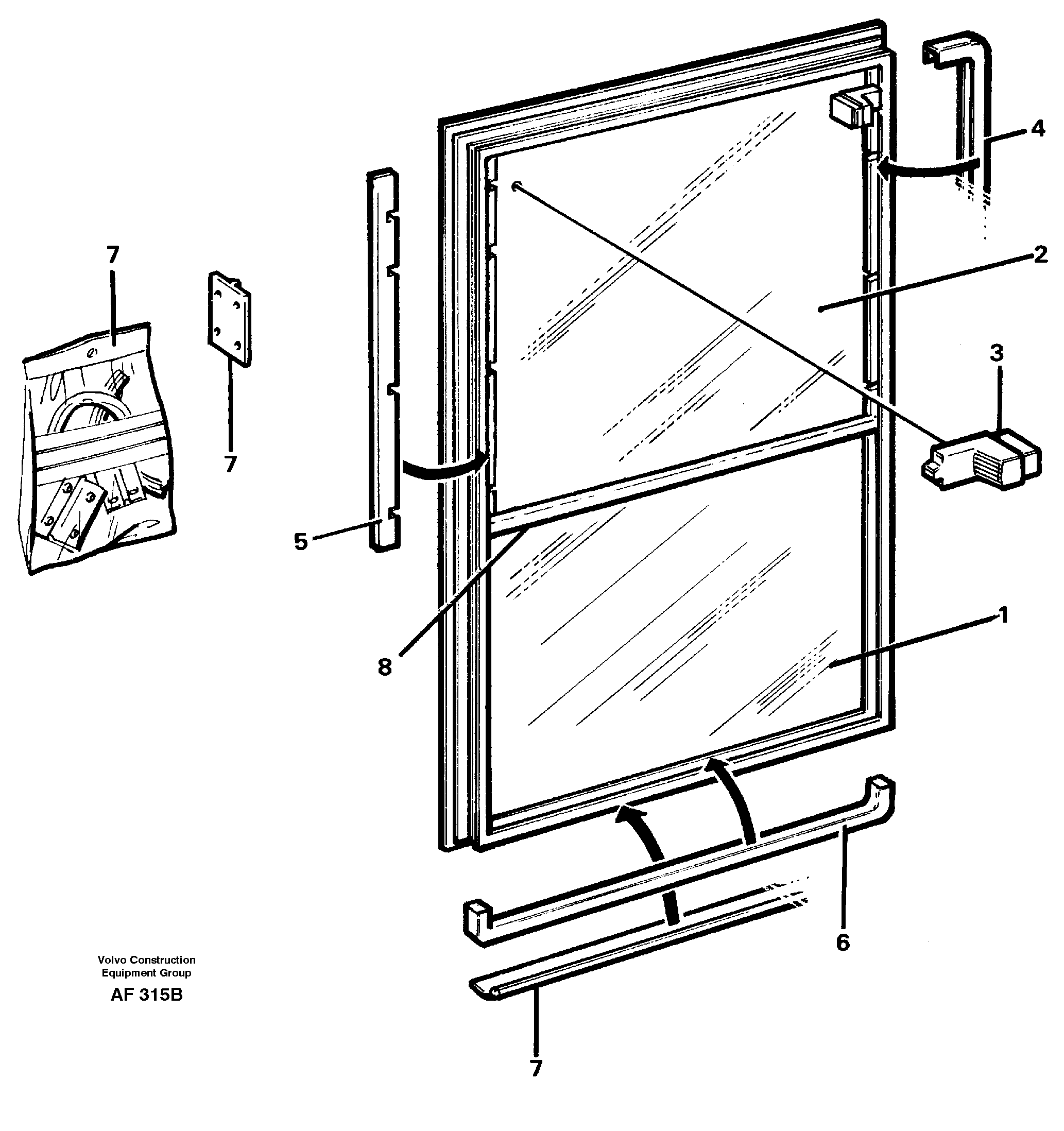 Схема запчастей Volvo L150 - 5877 Sliding window L150/L150C VOLVO BM VOLVO BM L150/L150C SER NO - 2767/- 60708