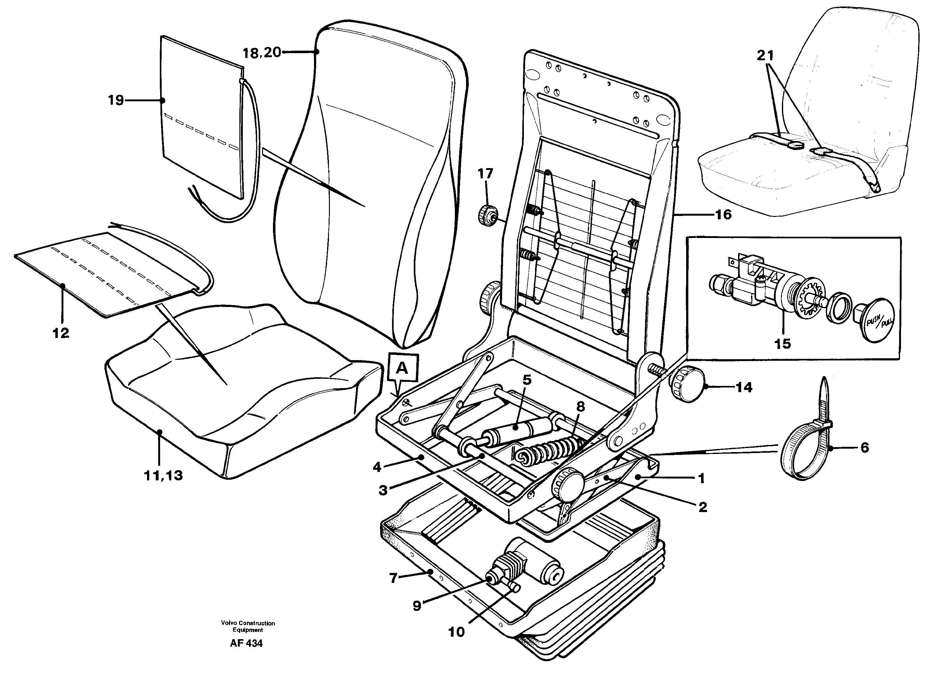 Схема запчастей Volvo L150 - 3650 Drivers seat L150/L150C VOLVO BM VOLVO BM L150/L150C SER NO - 2767/- 60708