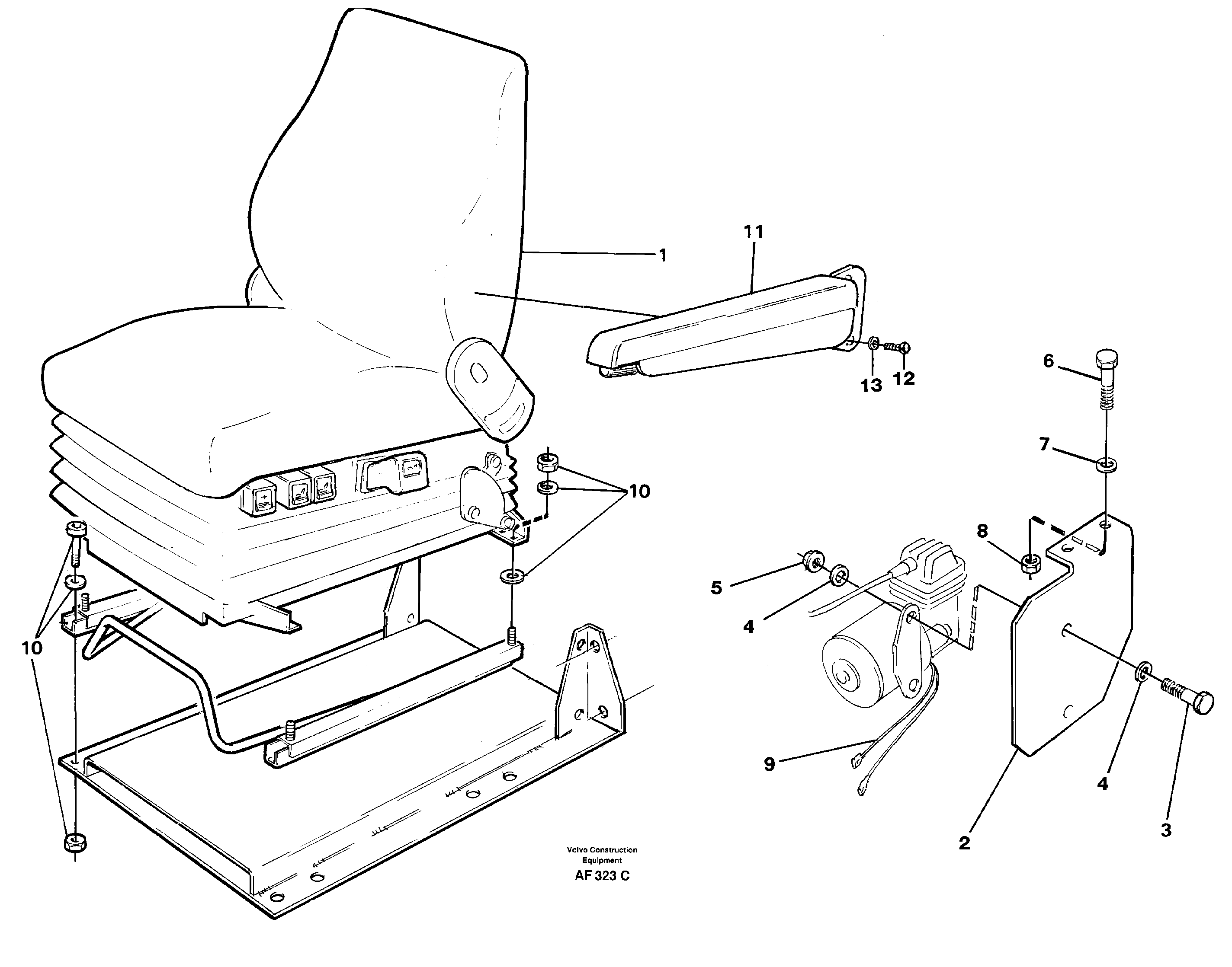 Схема запчастей Volvo L150 - 38626 Operators seat, heated, air suspensioned L150/L150C VOLVO BM VOLVO BM L150/L150C SER NO - 2767/- 60708