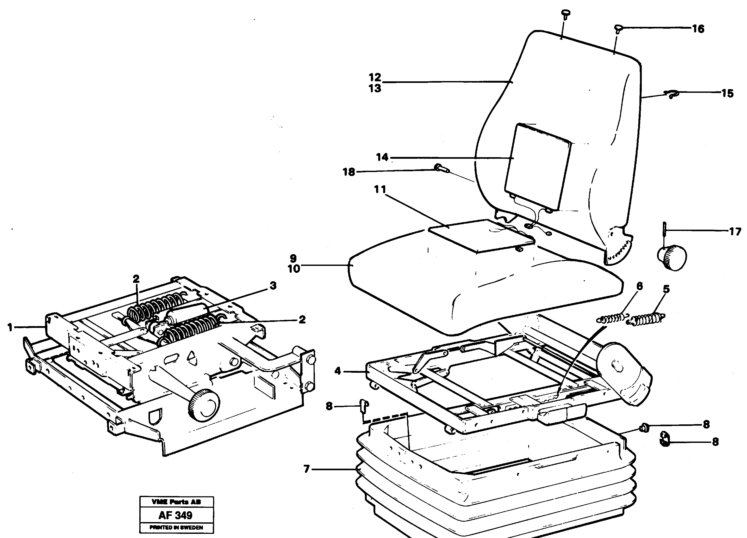 Схема запчастей Volvo L150 - 51961 Operators seat L150/L150C VOLVO BM VOLVO BM L150/L150C SER NO - 2767/- 60708