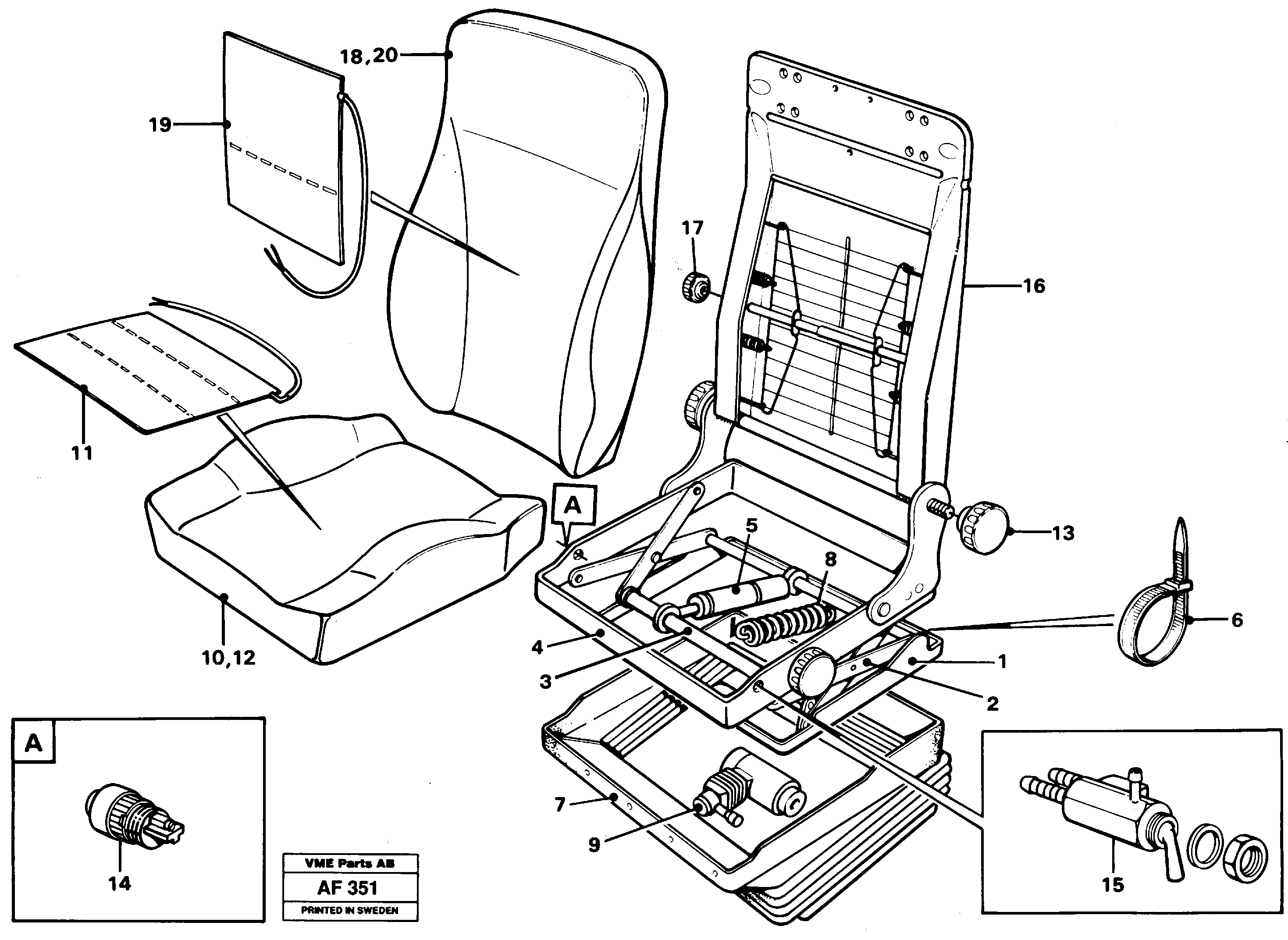 Схема запчастей Volvo L150 - 5878 Drivers seat L150/L150C VOLVO BM VOLVO BM L150/L150C SER NO - 2767/- 60708