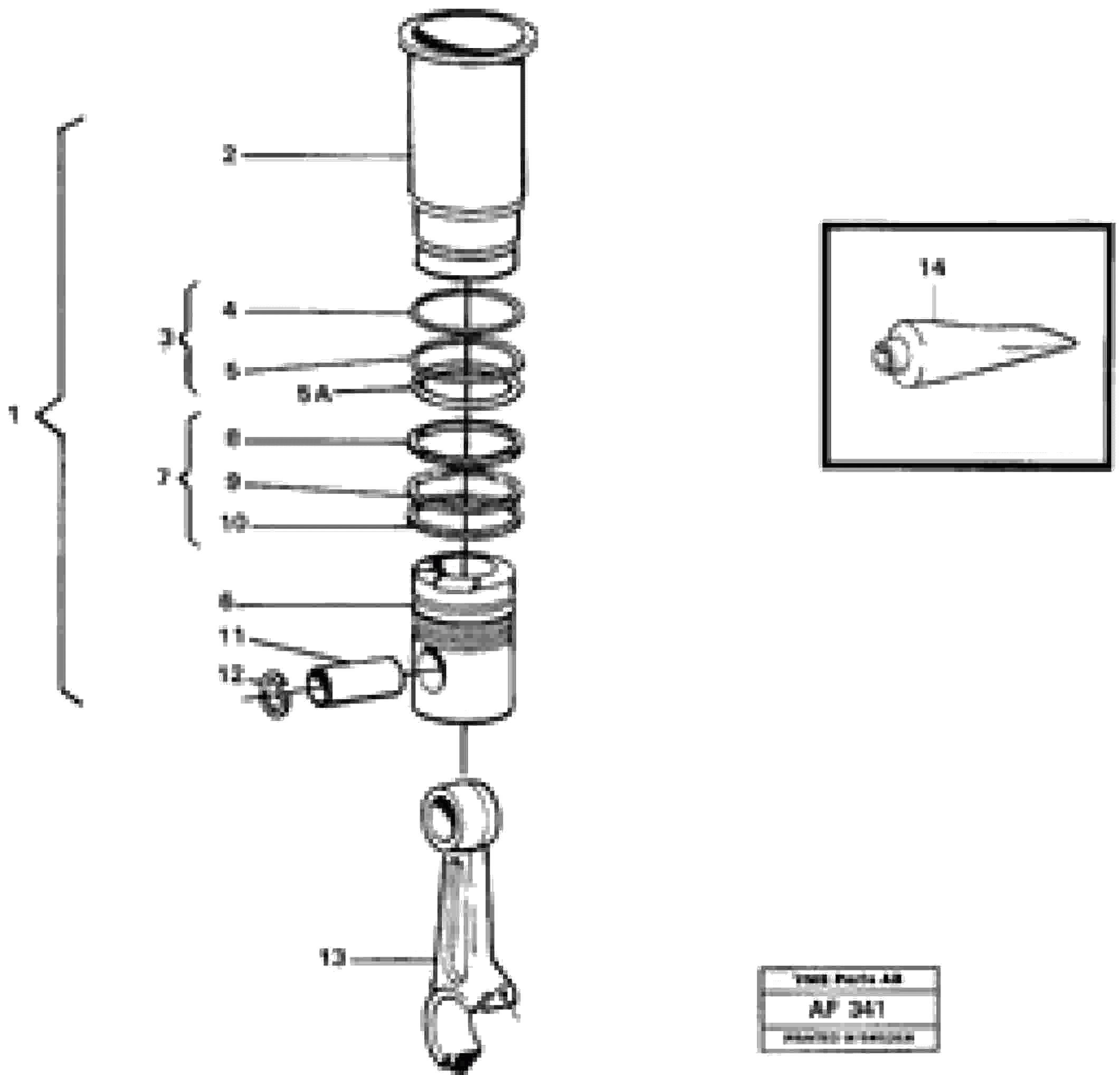 Схема запчастей Volvo L150 - 5442 Гильза цилиндра L150/L150C VOLVO BM VOLVO BM L150/L150C SER NO - 2767/- 60708