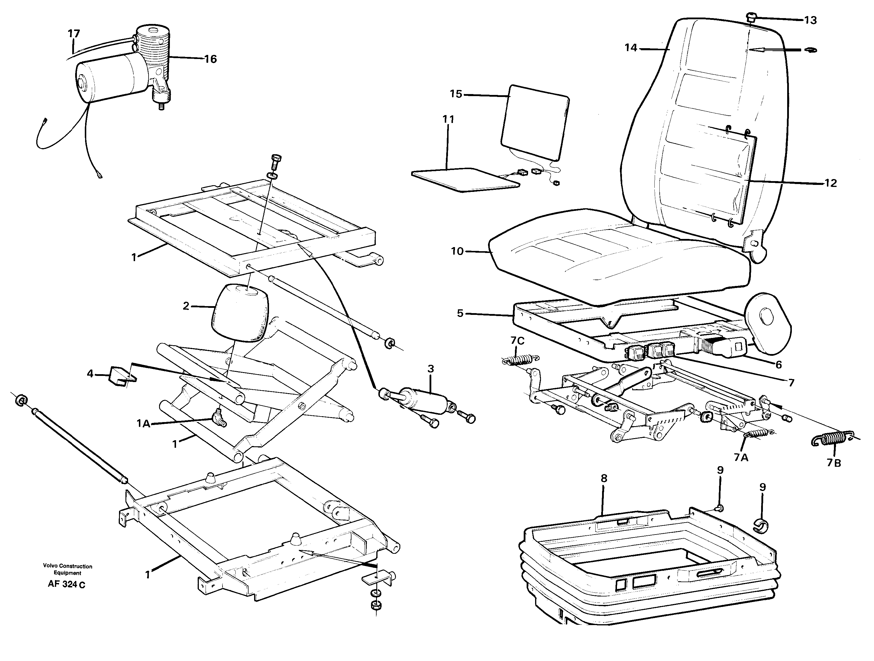 Схема запчастей Volvo L150 - 61390 Operators seat, heated, air suspensioned L150/L150C VOLVO BM VOLVO BM L150/L150C SER NO - 2767/- 60708